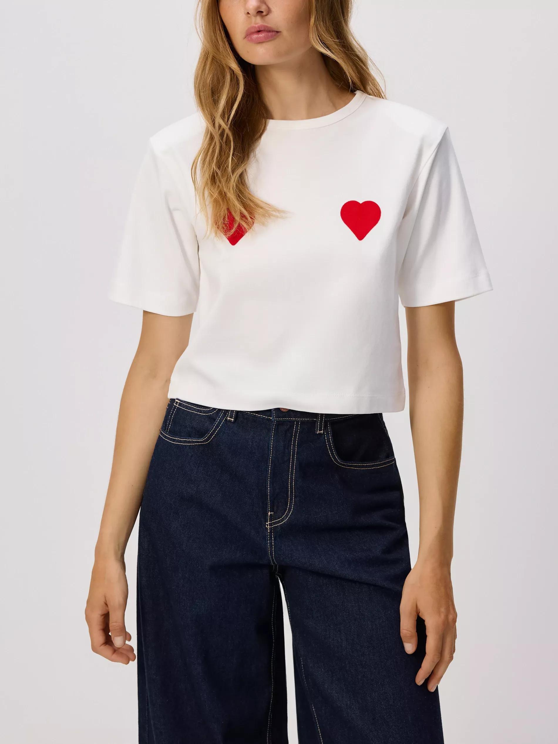 Cream Padded Shoulder T-Shirt, , medium