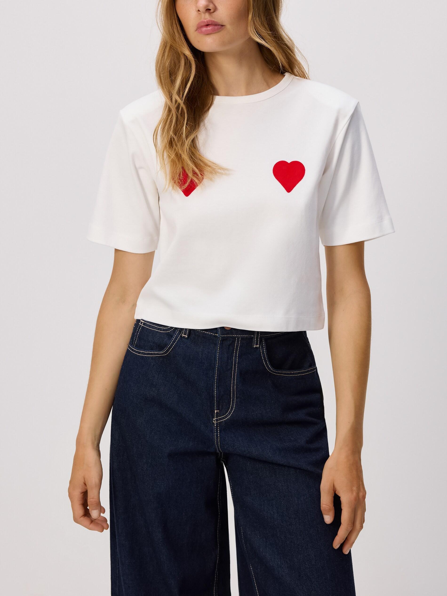 Cream Padded Shoulder T-Shirt, Ivory, large image number 0
