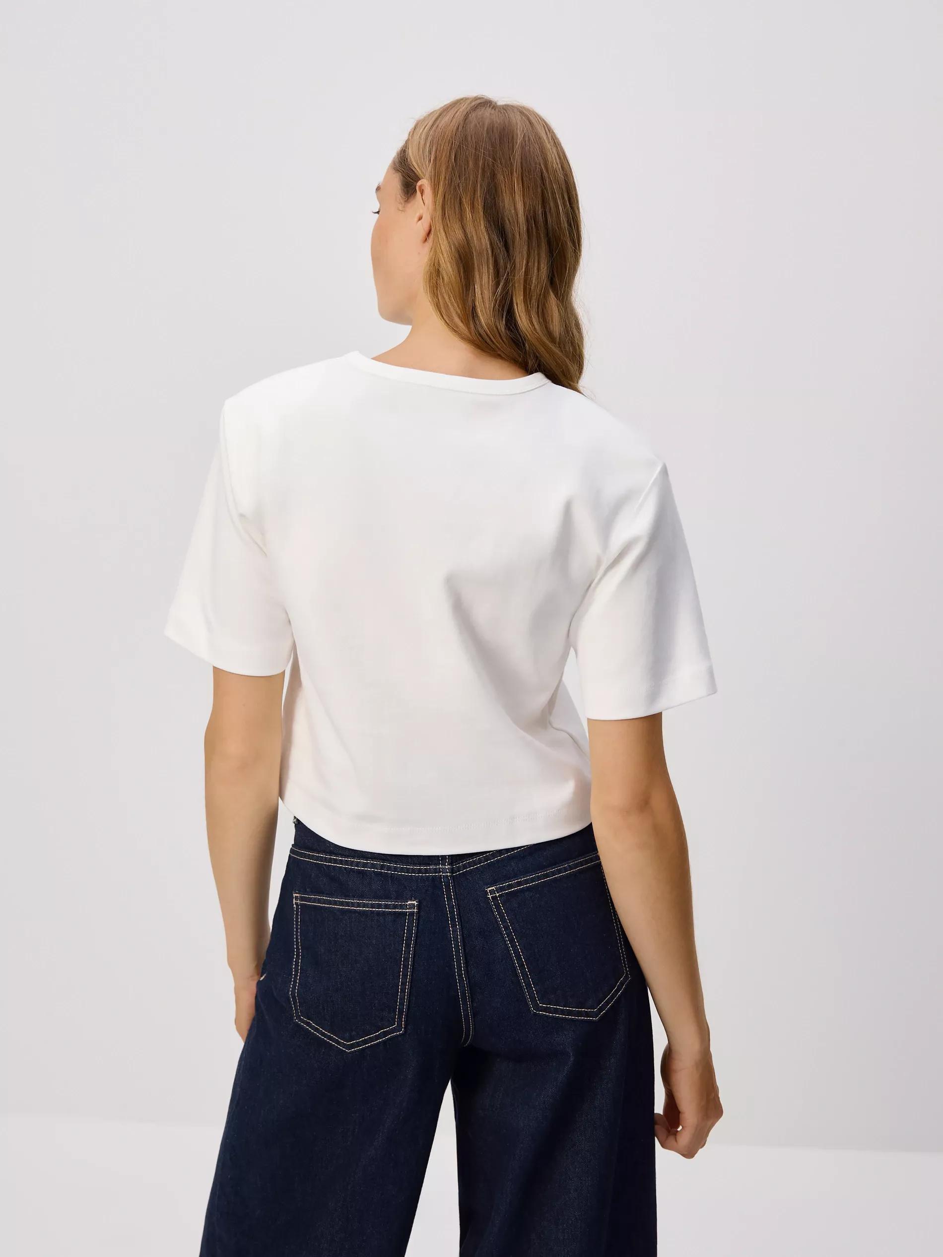 Cream Padded Shoulder T-Shirt, , large image number 1