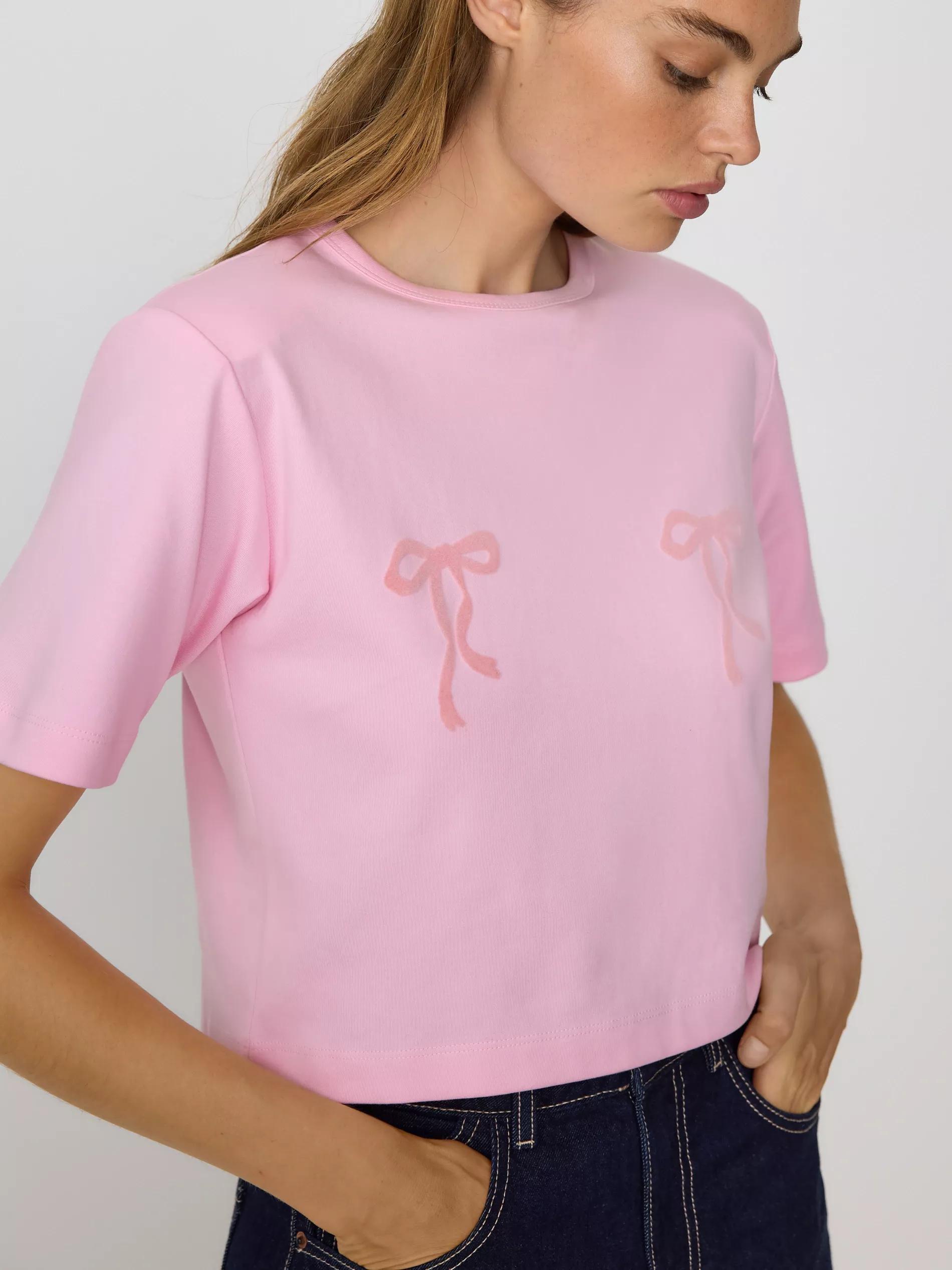 Pink Padded Shoulder T-Shirt, Pink, large image number 0