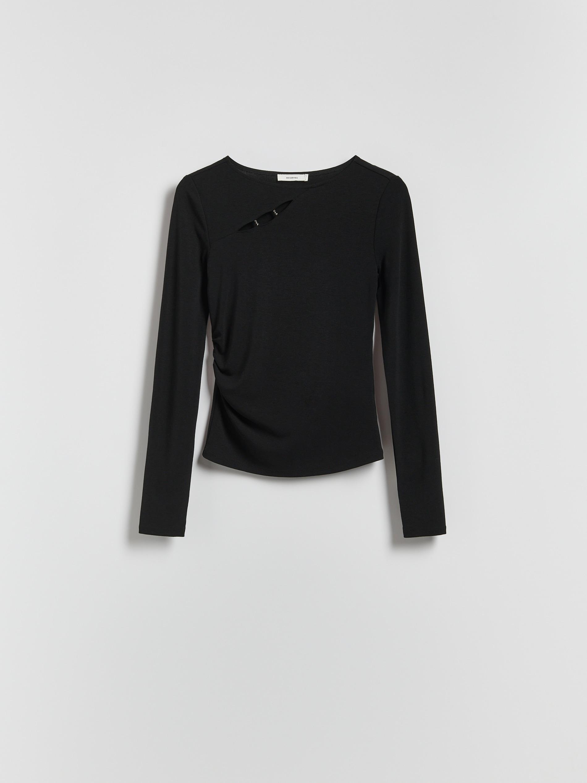 Black Top With Decorative Detail, Black, large image number 0