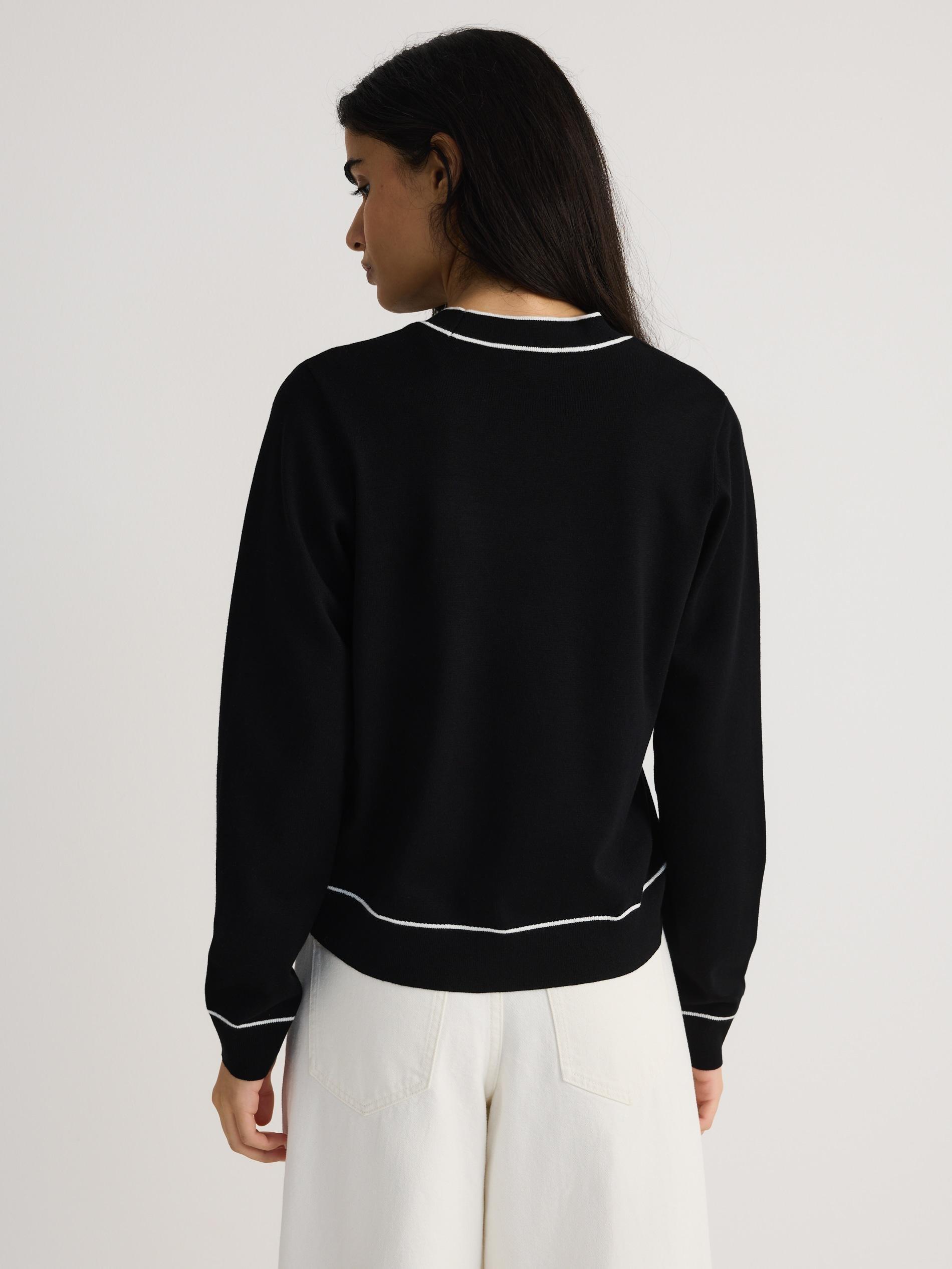 Black Cardigan With Contrast Trims, , large image number 4