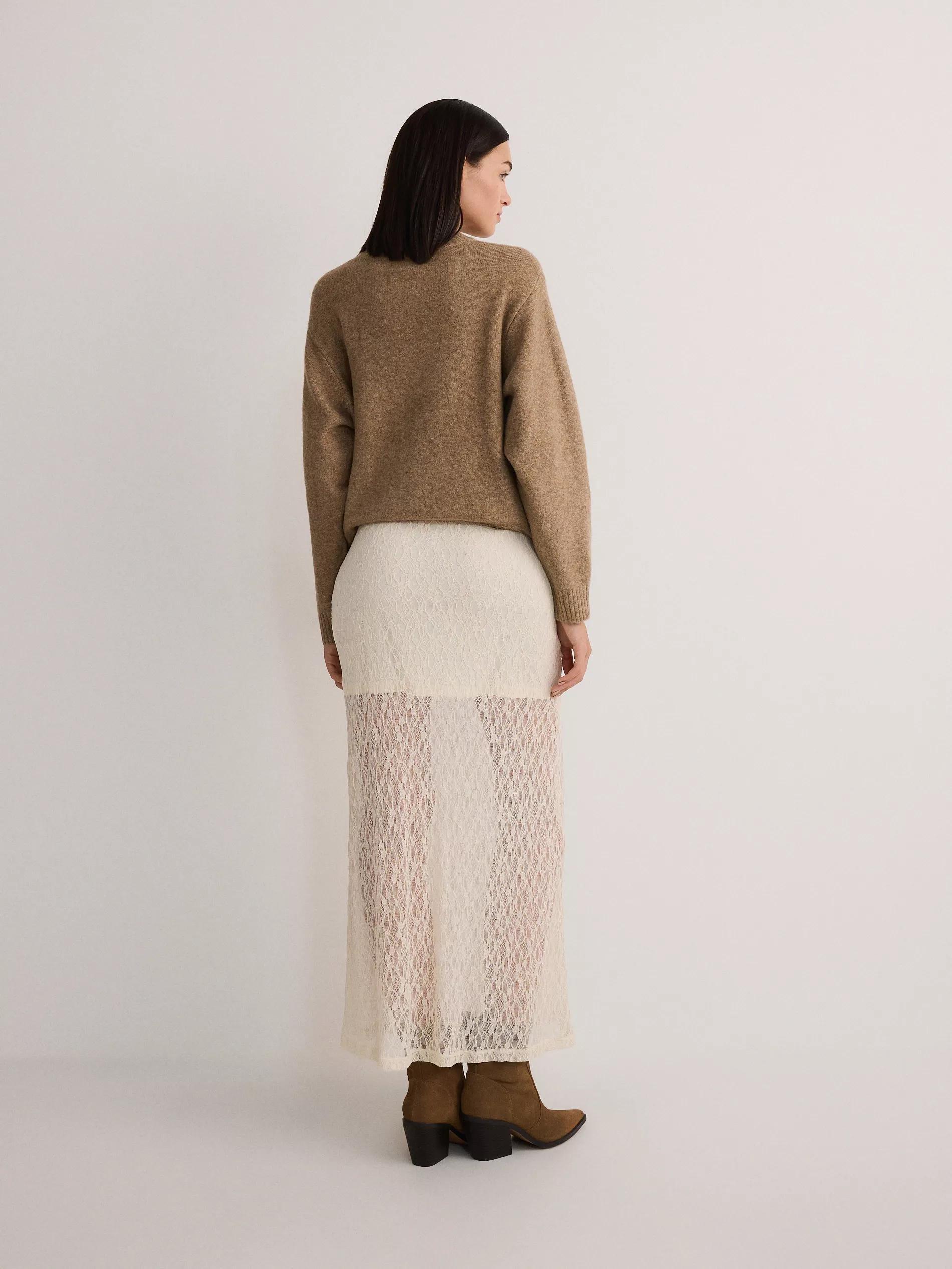 Cream Lace Maxi Skirt, , large image number 3