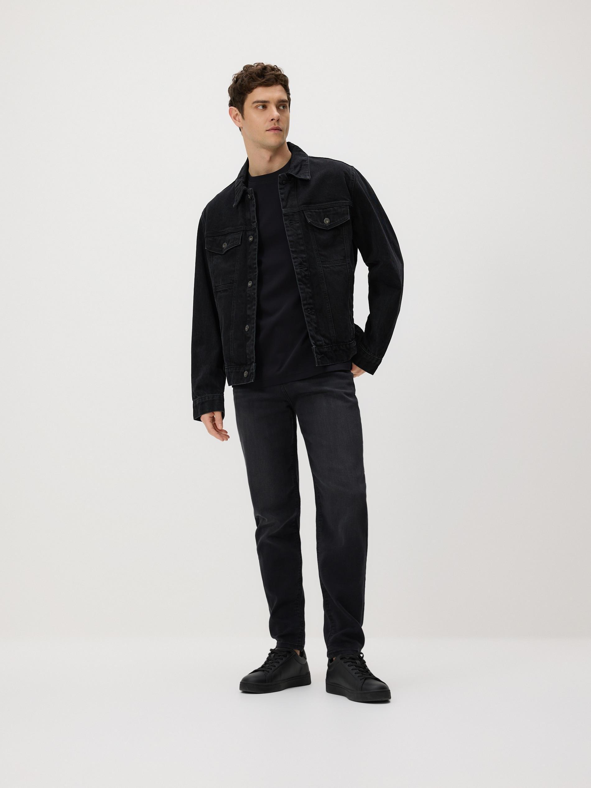 Black Carrot Jeans With Wash Effect, Black, large image number 0