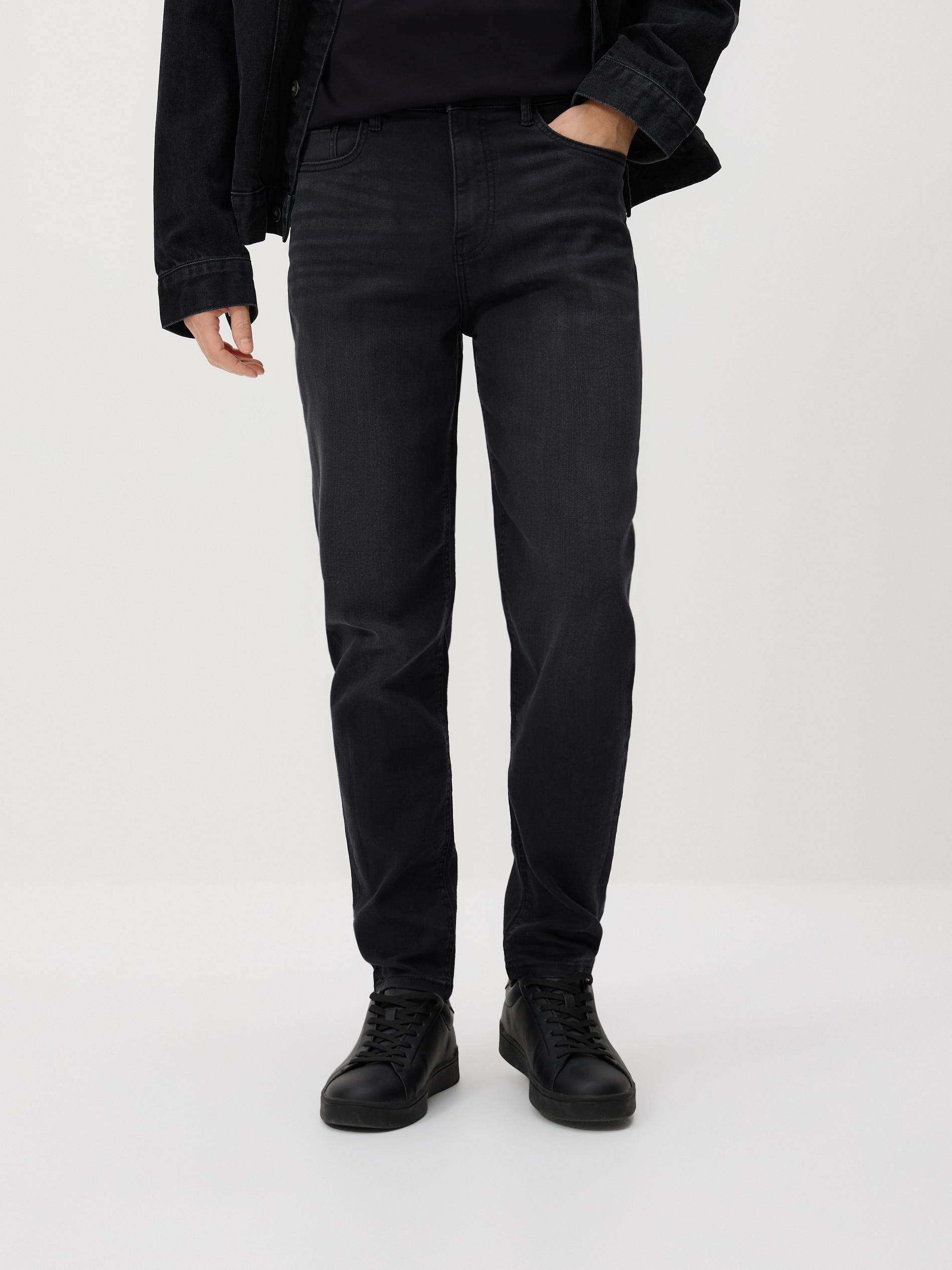 Black Carrot Jeans With Wash Effect, Black, large image number 1