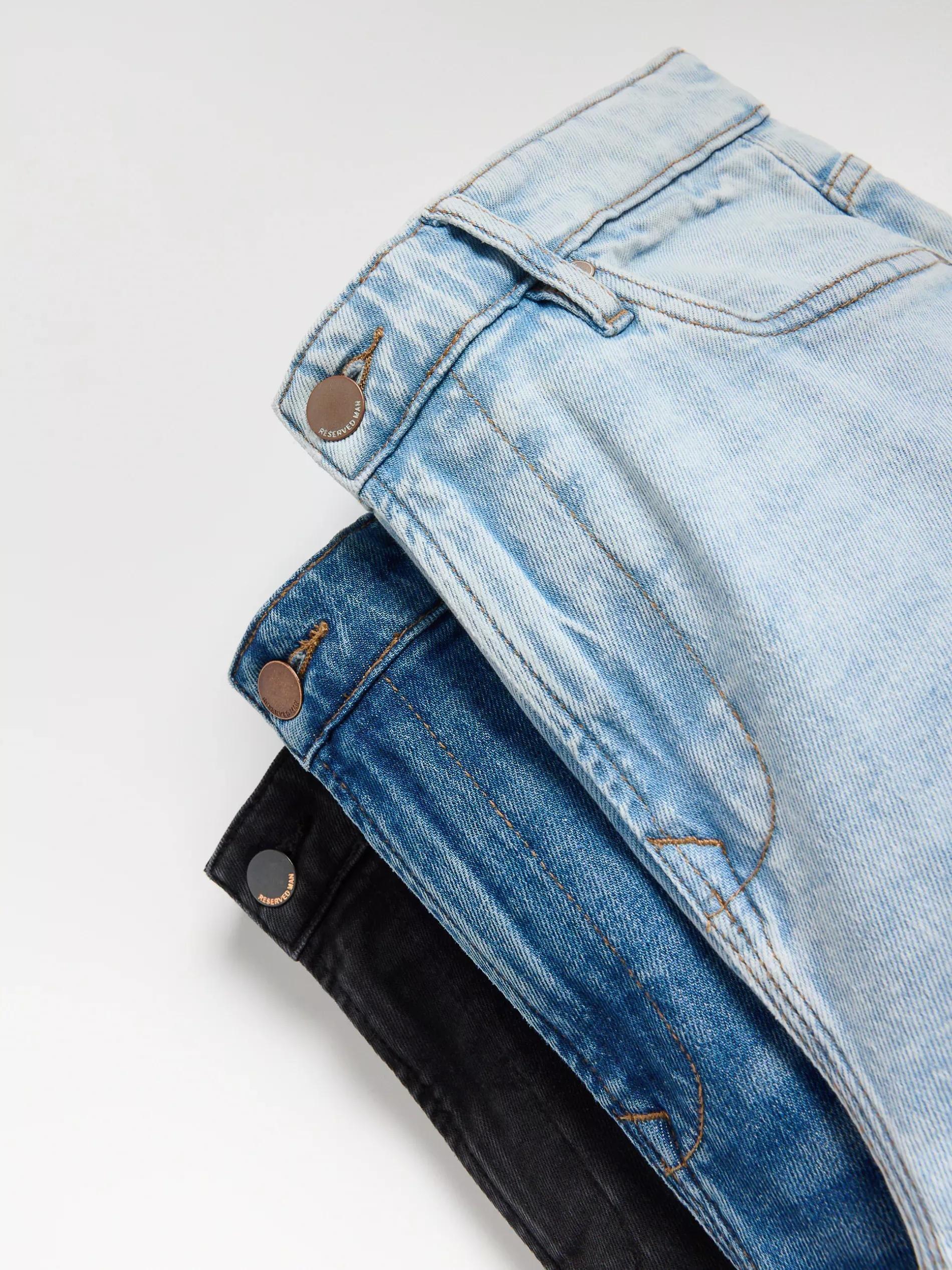 Blue Slim Fit Carrot Jeans With A Distressed Look, , large image number 2