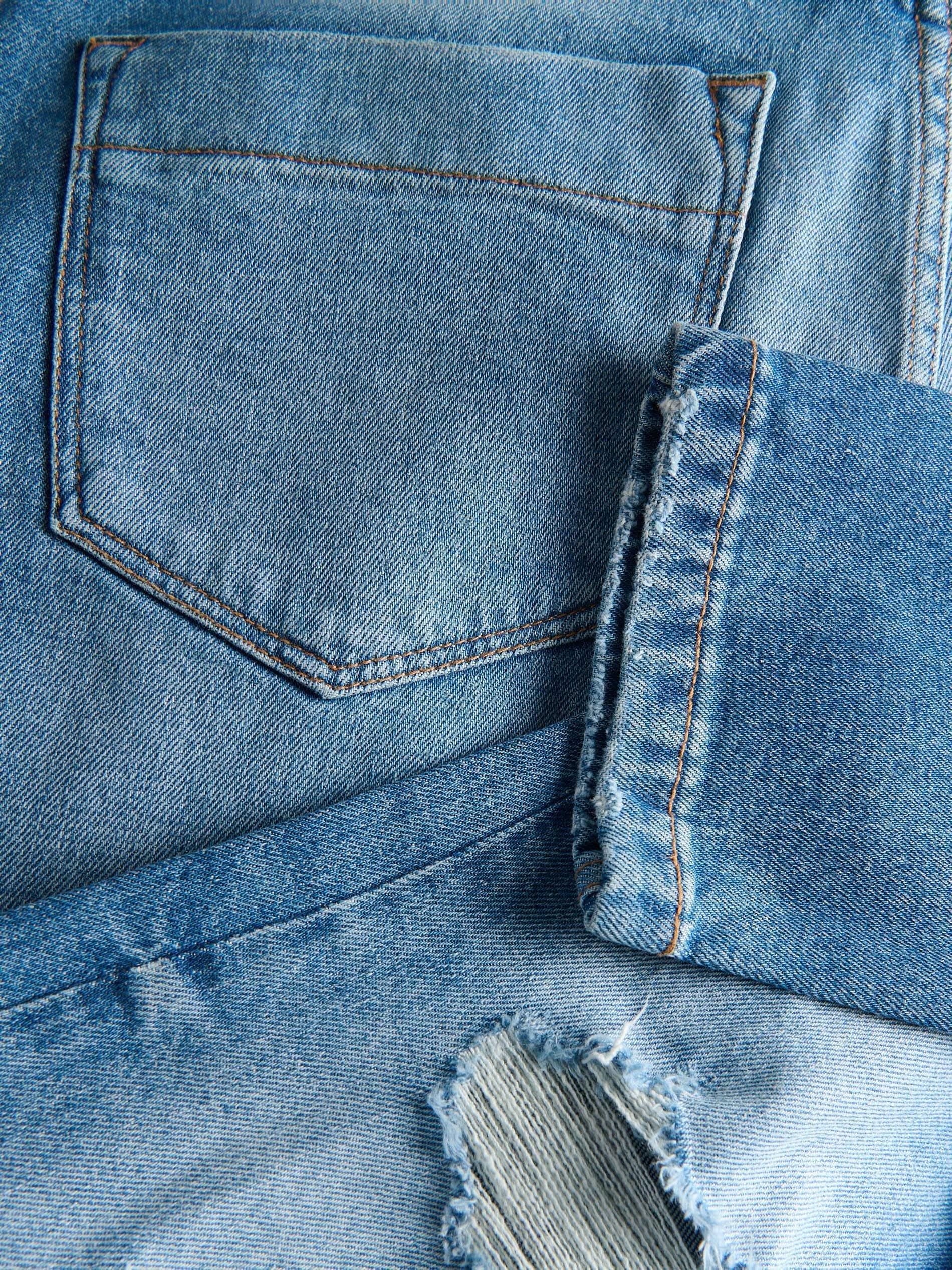 Blue Slim Fit Carrot Jeans With A Distressed Look, , large image number 3