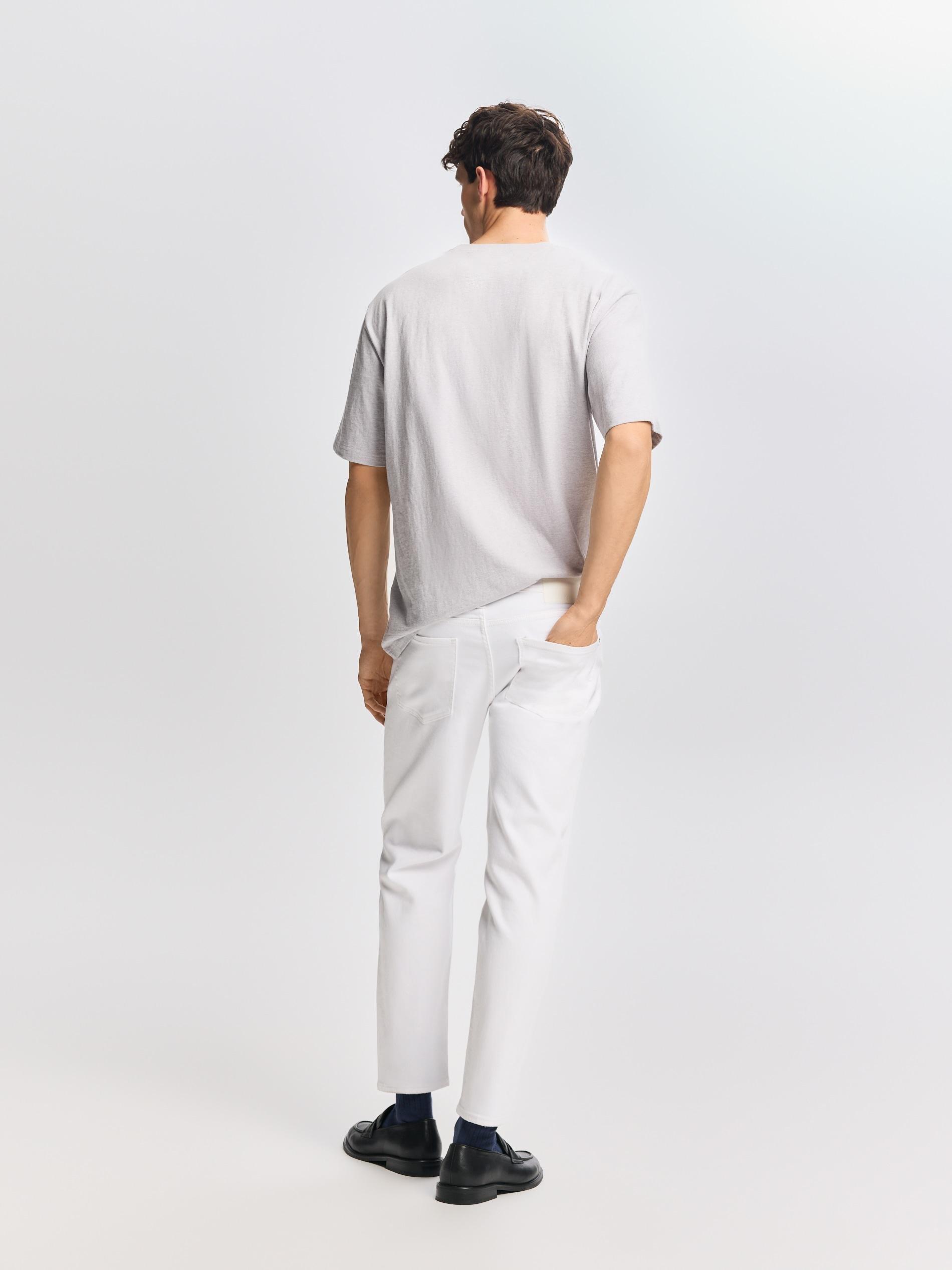 White Distressed Carrot Slim Jeans, White, large image number 1