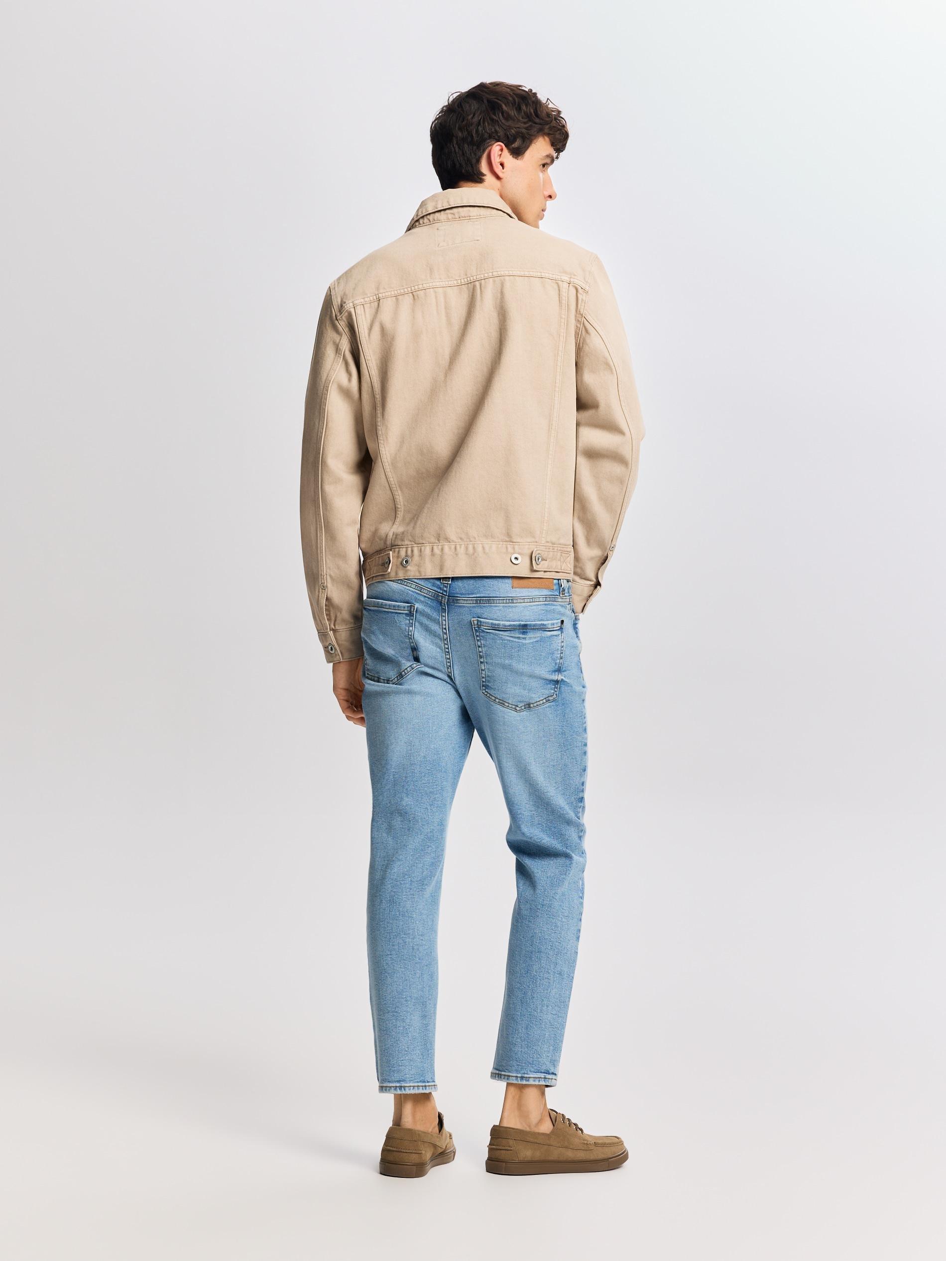 Blue Distressed Carrot Slim Jeans, Blue, medium