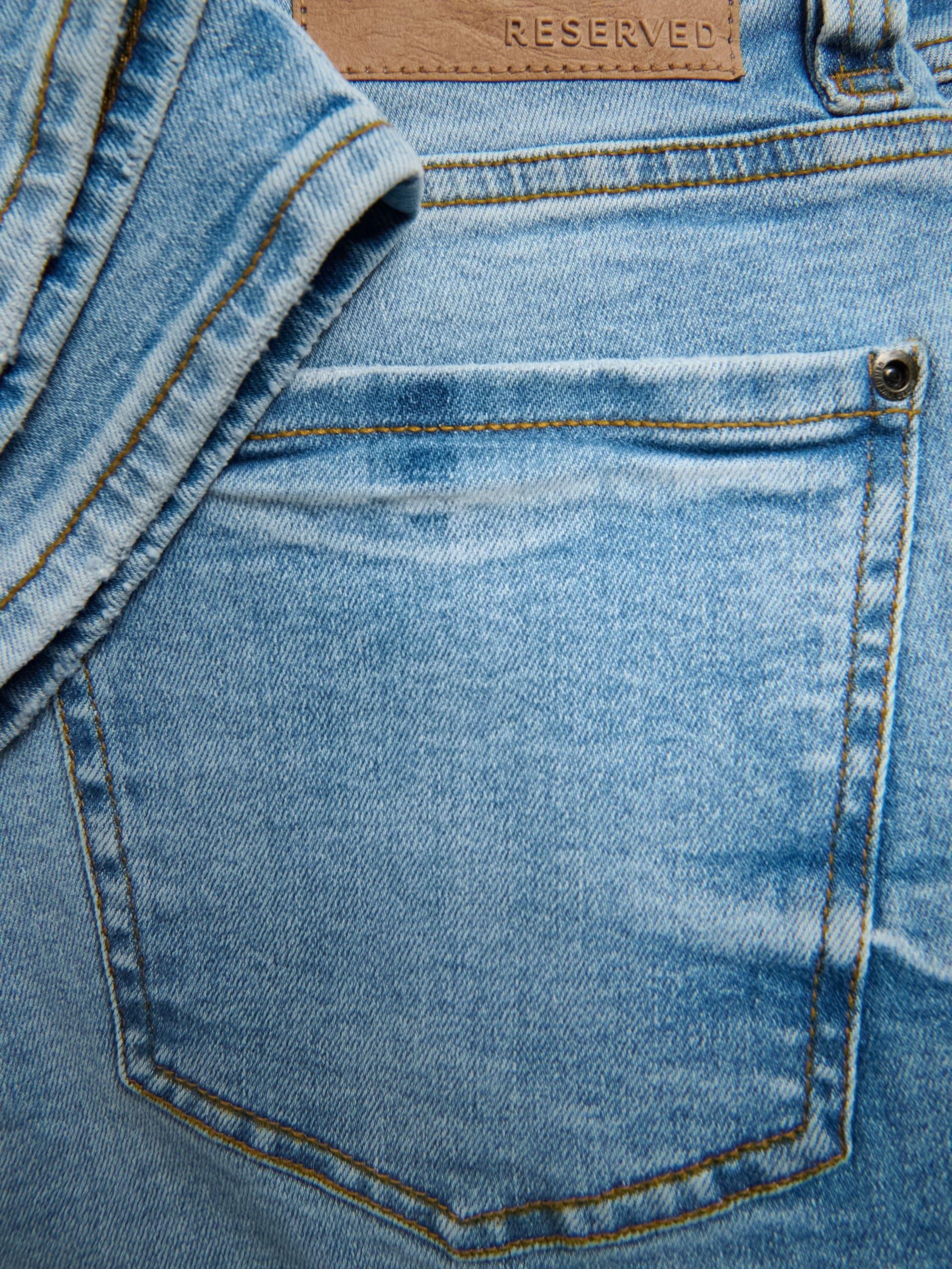 Blue Distressed Carrot Slim Jeans, Blue, large image number 4