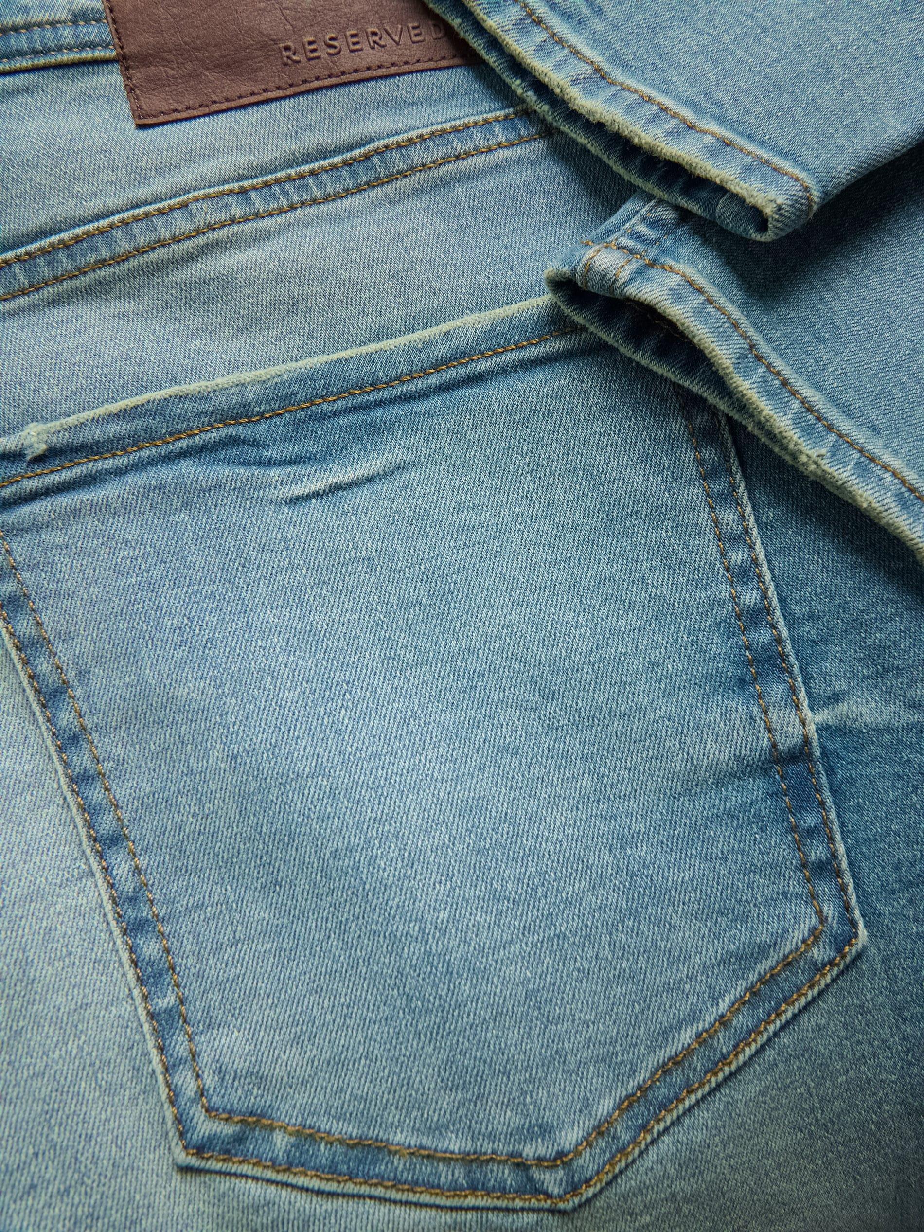 Blue Distressed Carrot Slim Jeans, Blue, large image number 5