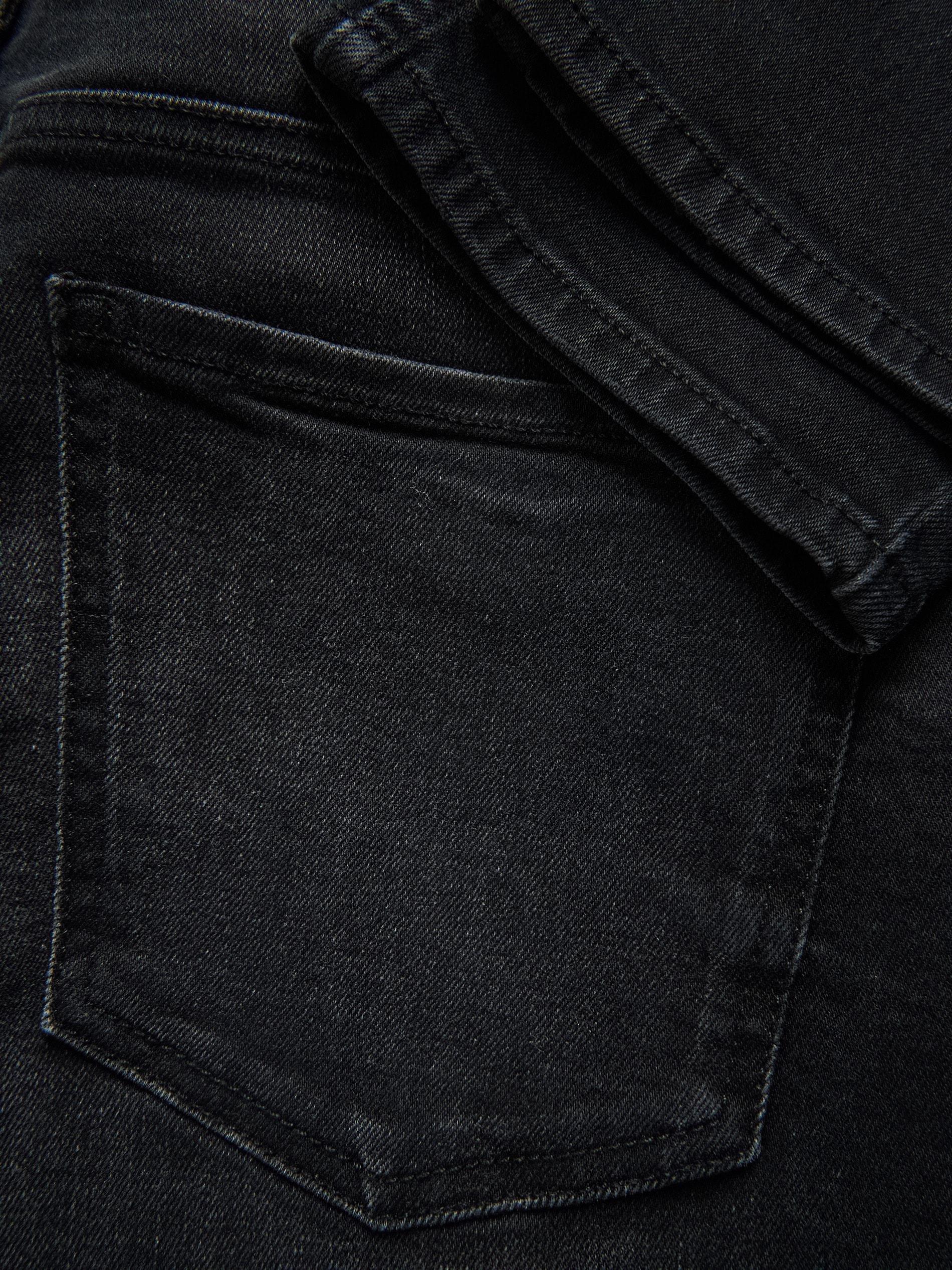 Black Distressed Carrot Slim Jeans, Black, large image number 4