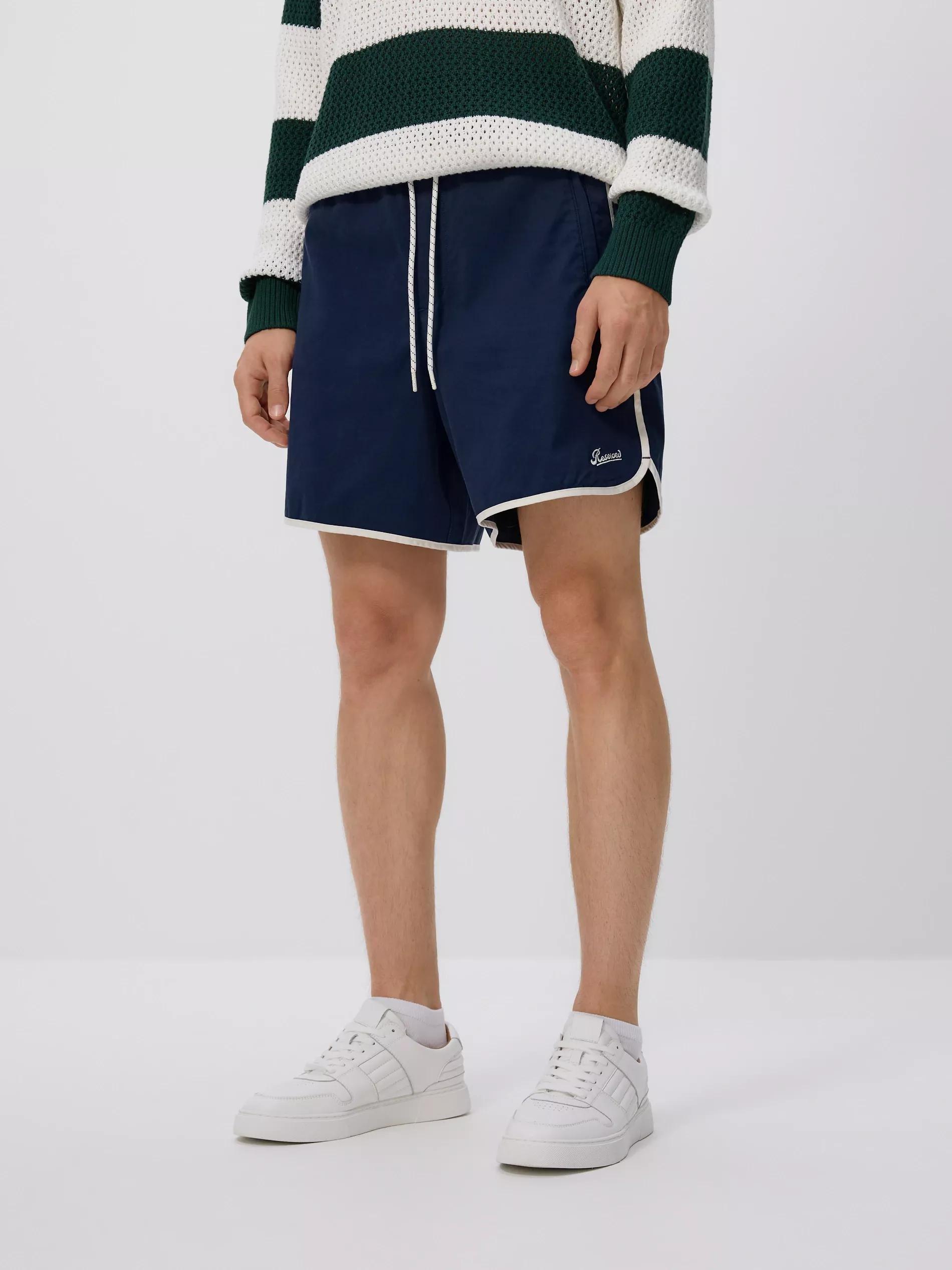 Navy Lyocell Blend Shorts, , large image number 2