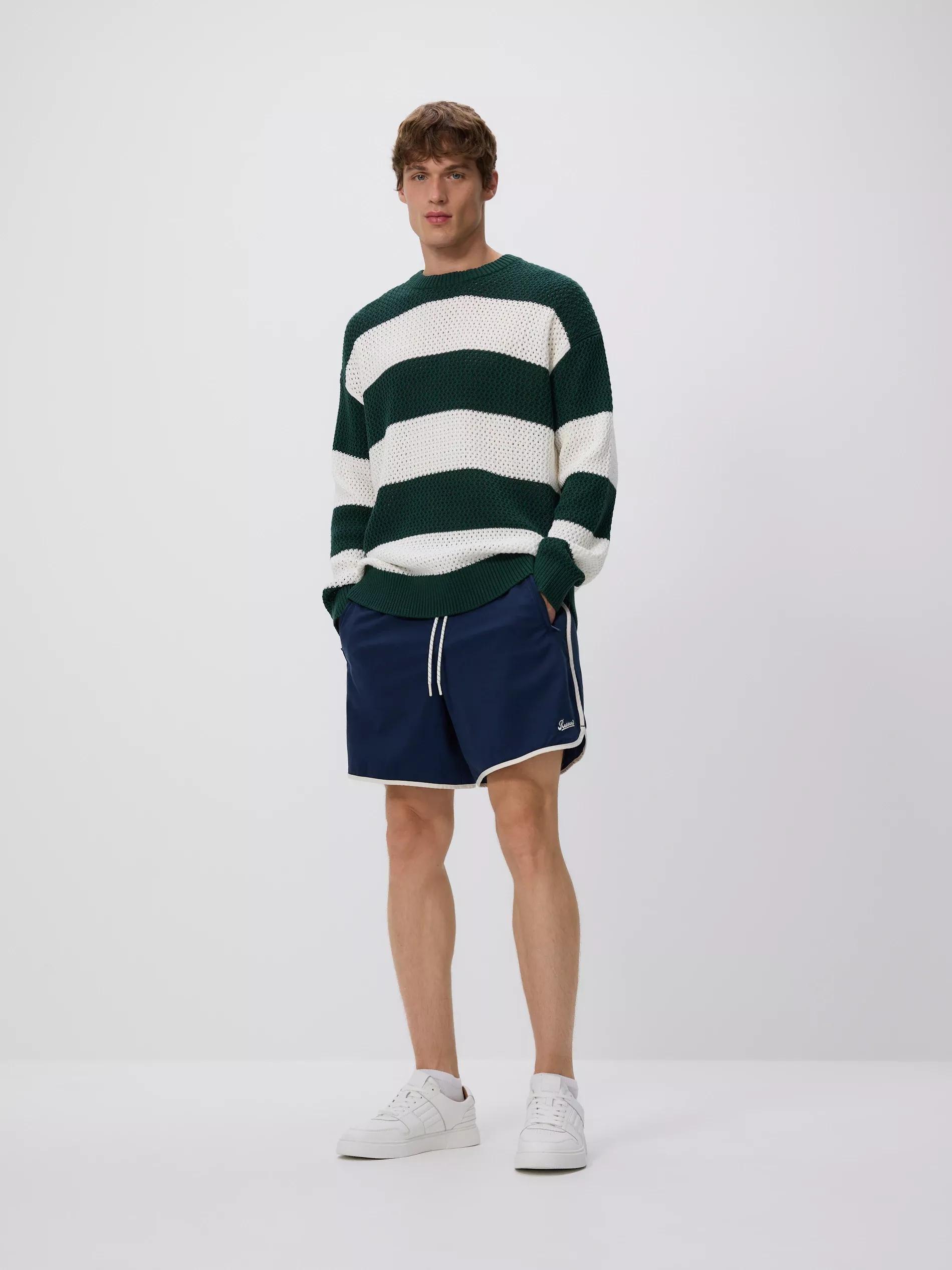 Navy Lyocell Blend Shorts, , large image number 4