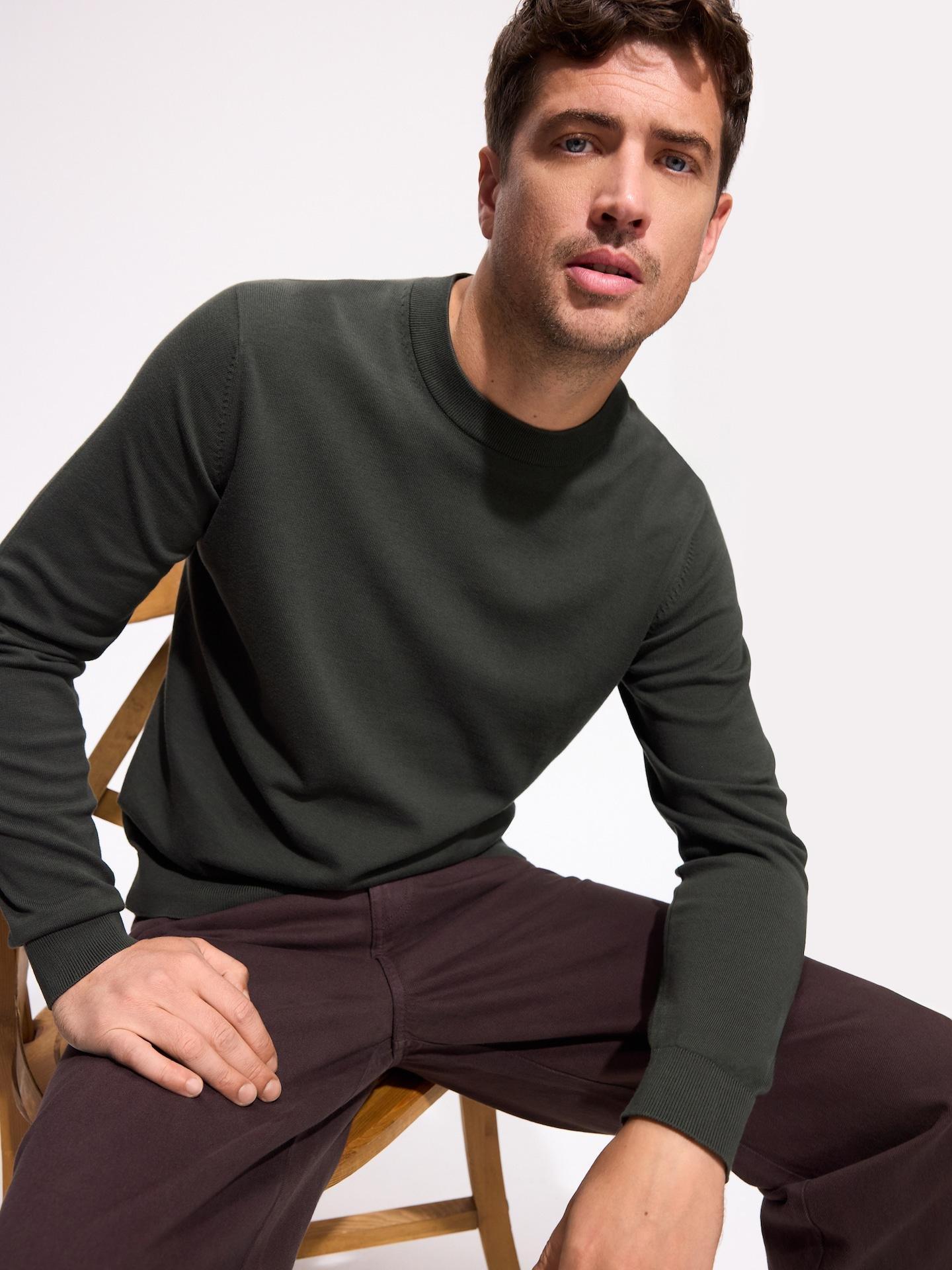 Green Cotton Jumper, Khaki, medium