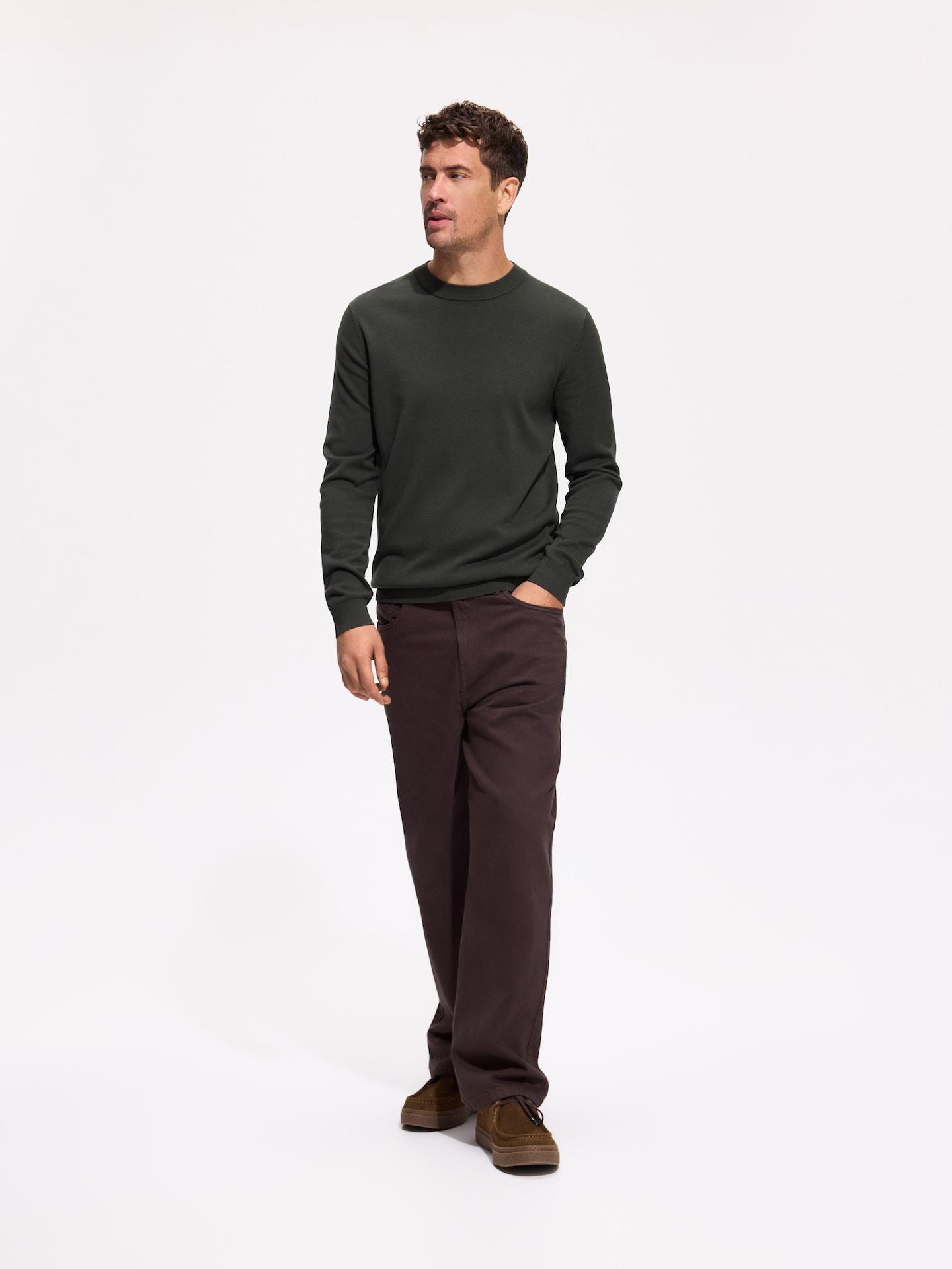 Green Cotton Jumper, Khaki, medium