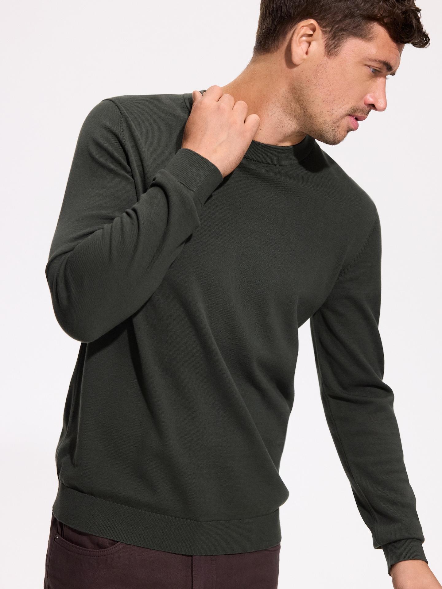 Green Cotton Jumper, Khaki, large image number 2