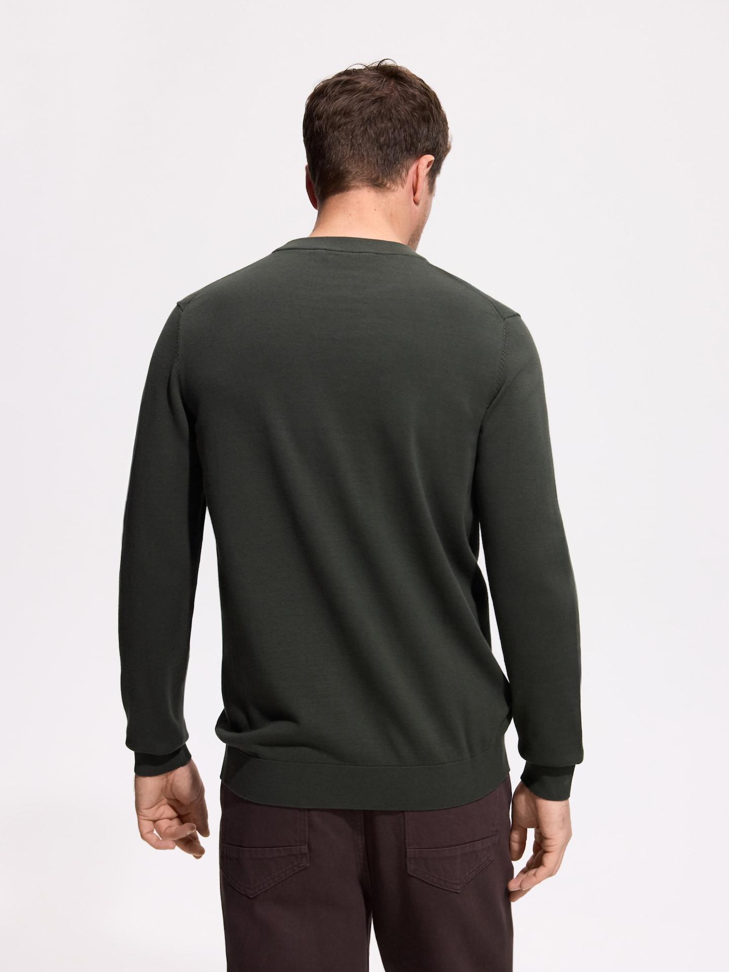 Green Cotton Jumper, Khaki, large image number 3