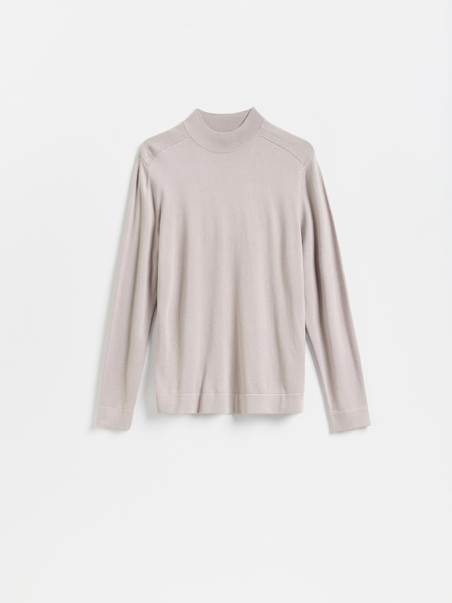 Beige Plain Mock Neck Jumper, Beige, large image number 0