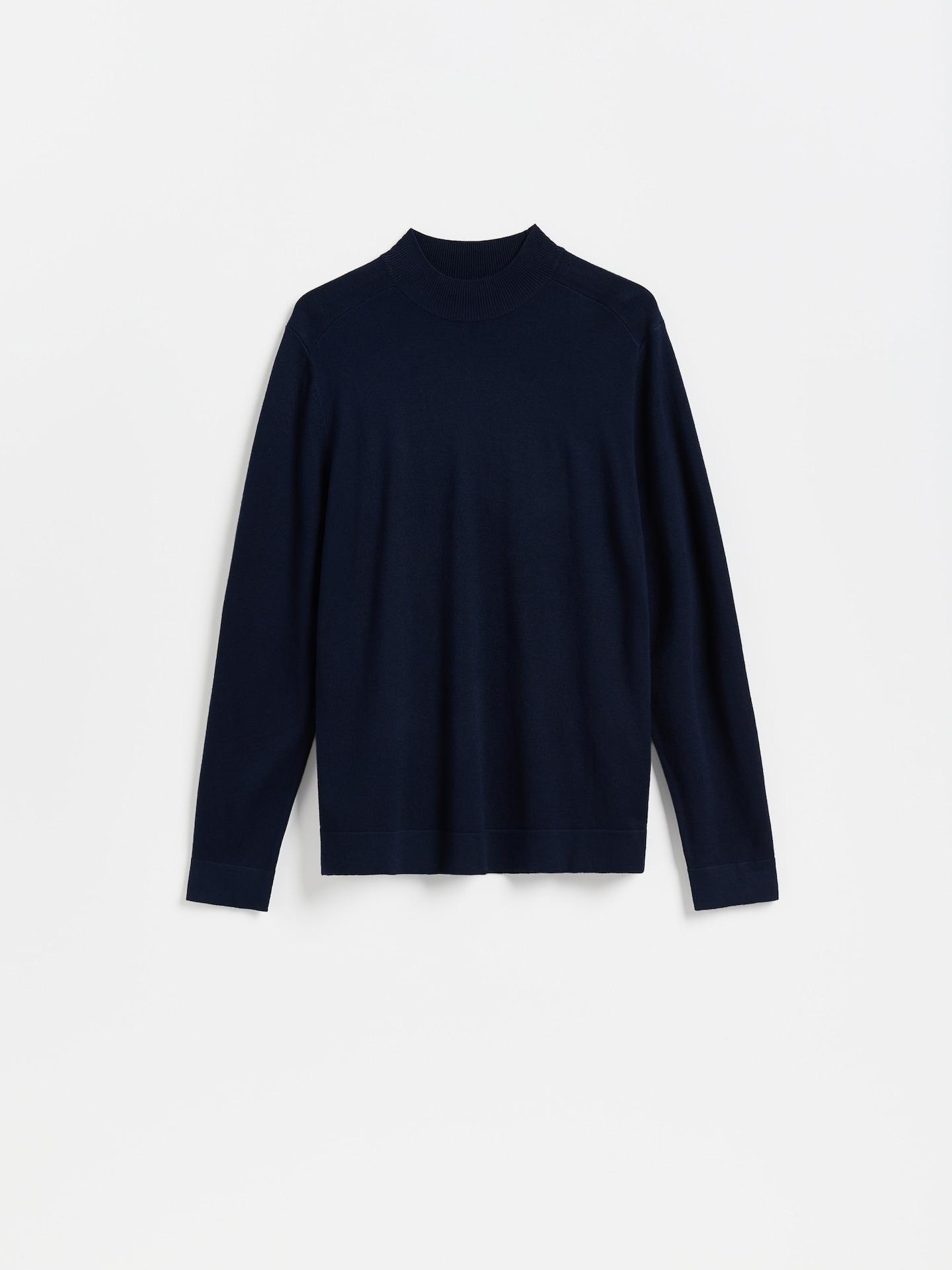 Navy Plain Mock Neck Jumper, Navy, large image number 0