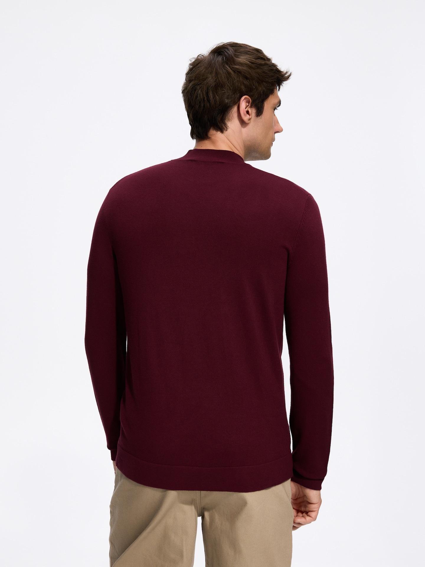 Red Plain Mock Neck Jumper, Burgundy, large image number 3