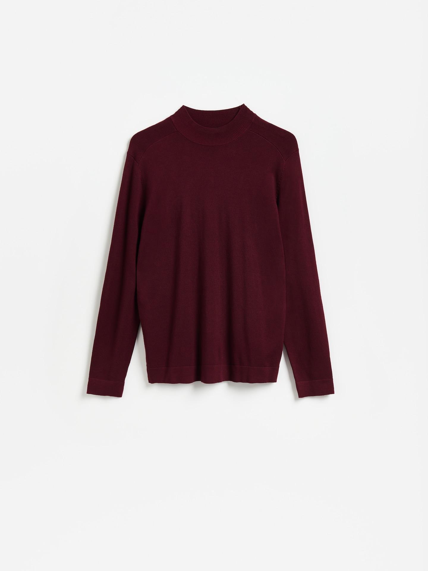 Red Plain Mock Neck Jumper, Burgundy, large image number 4
