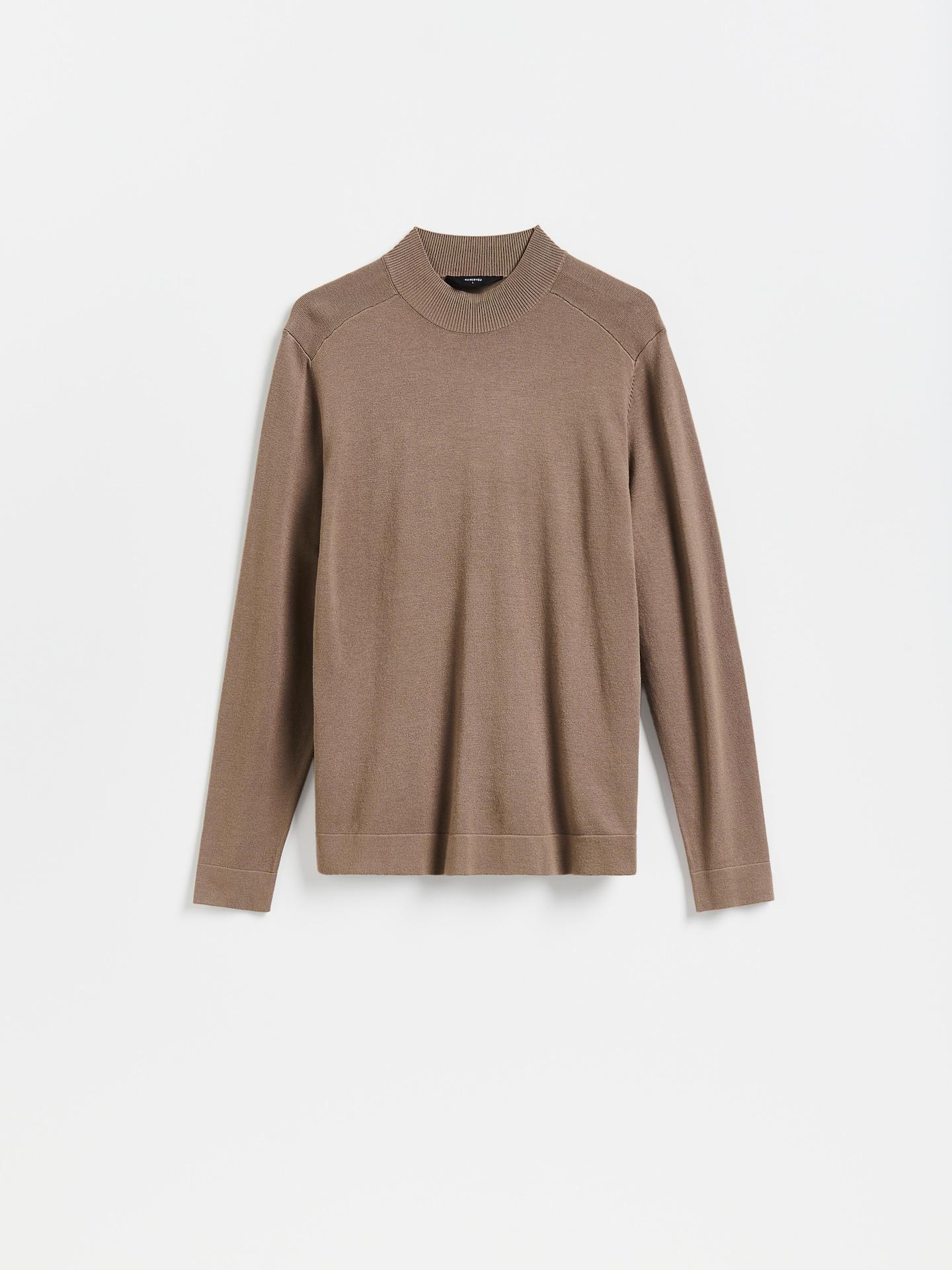 Brown Plain Mock Neck Jumper, Brown, medium