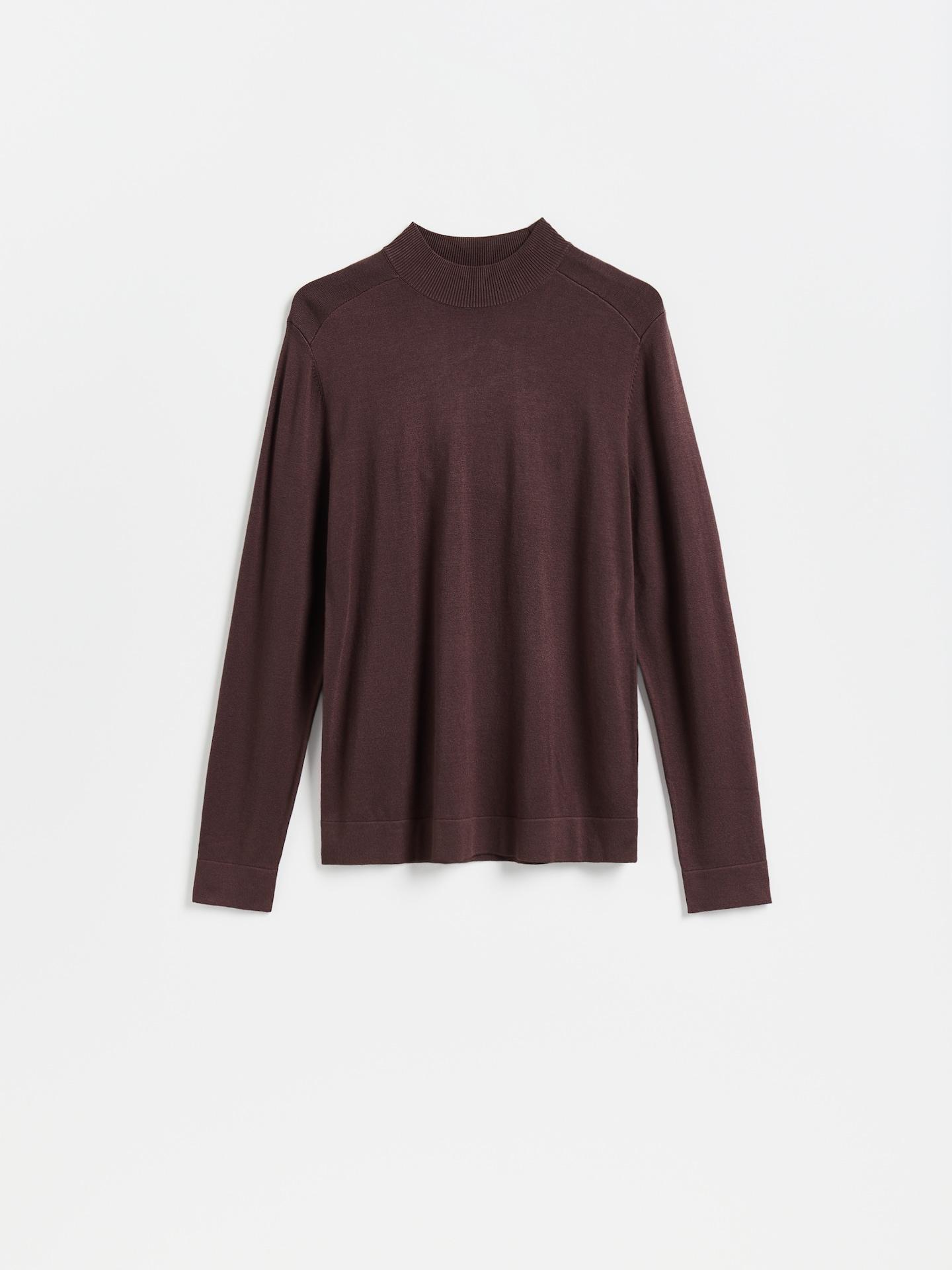 Brown Plain Mock Neck Jumper, Brown, medium
