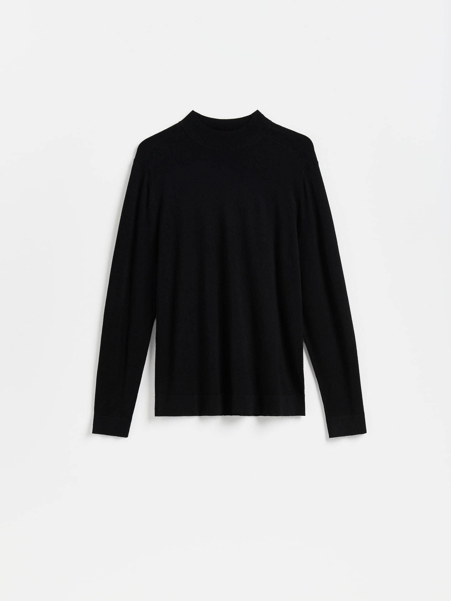 Black Plain Mock Neck Jumper, Black, medium