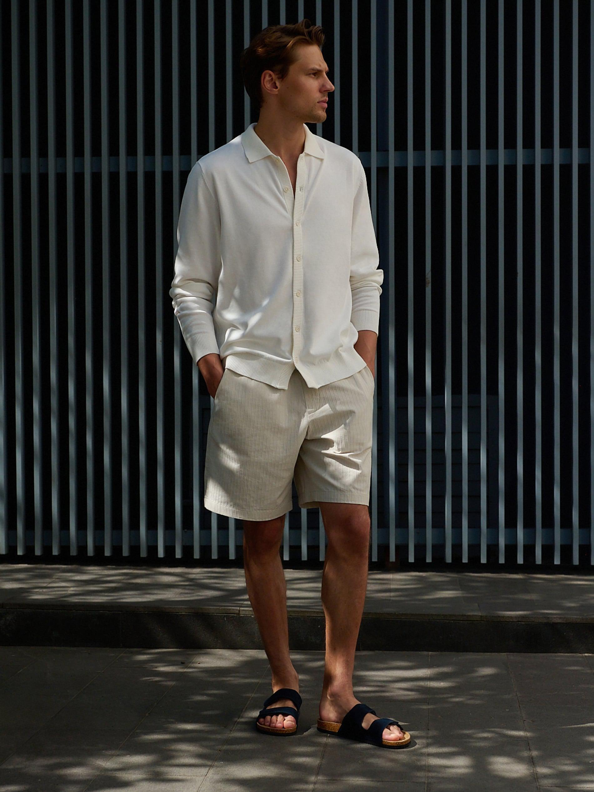 Beige Loose Structural Shorts, , large image number 0