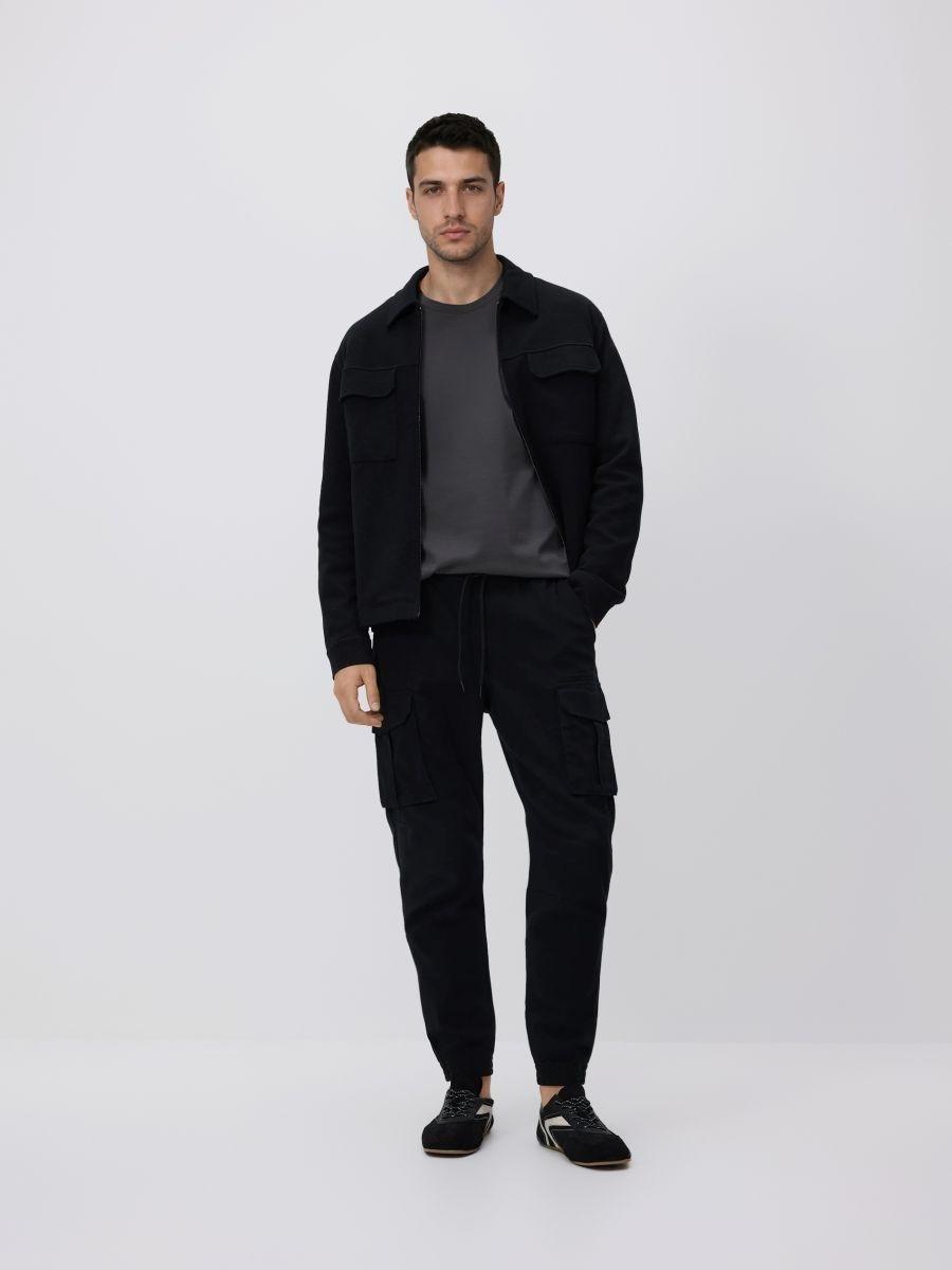 Black Cargo Joggers, Black, large image number 0