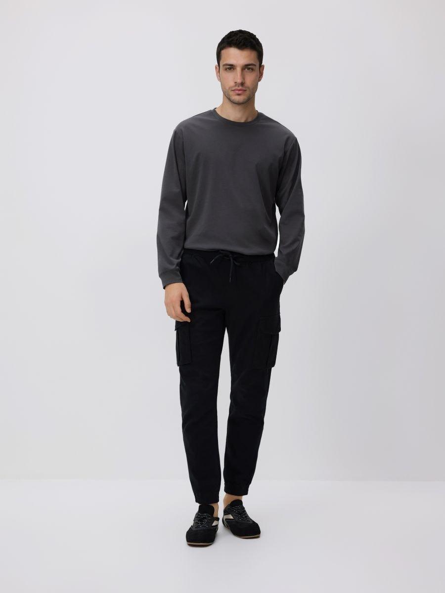 Black Cargo Joggers, Black, medium