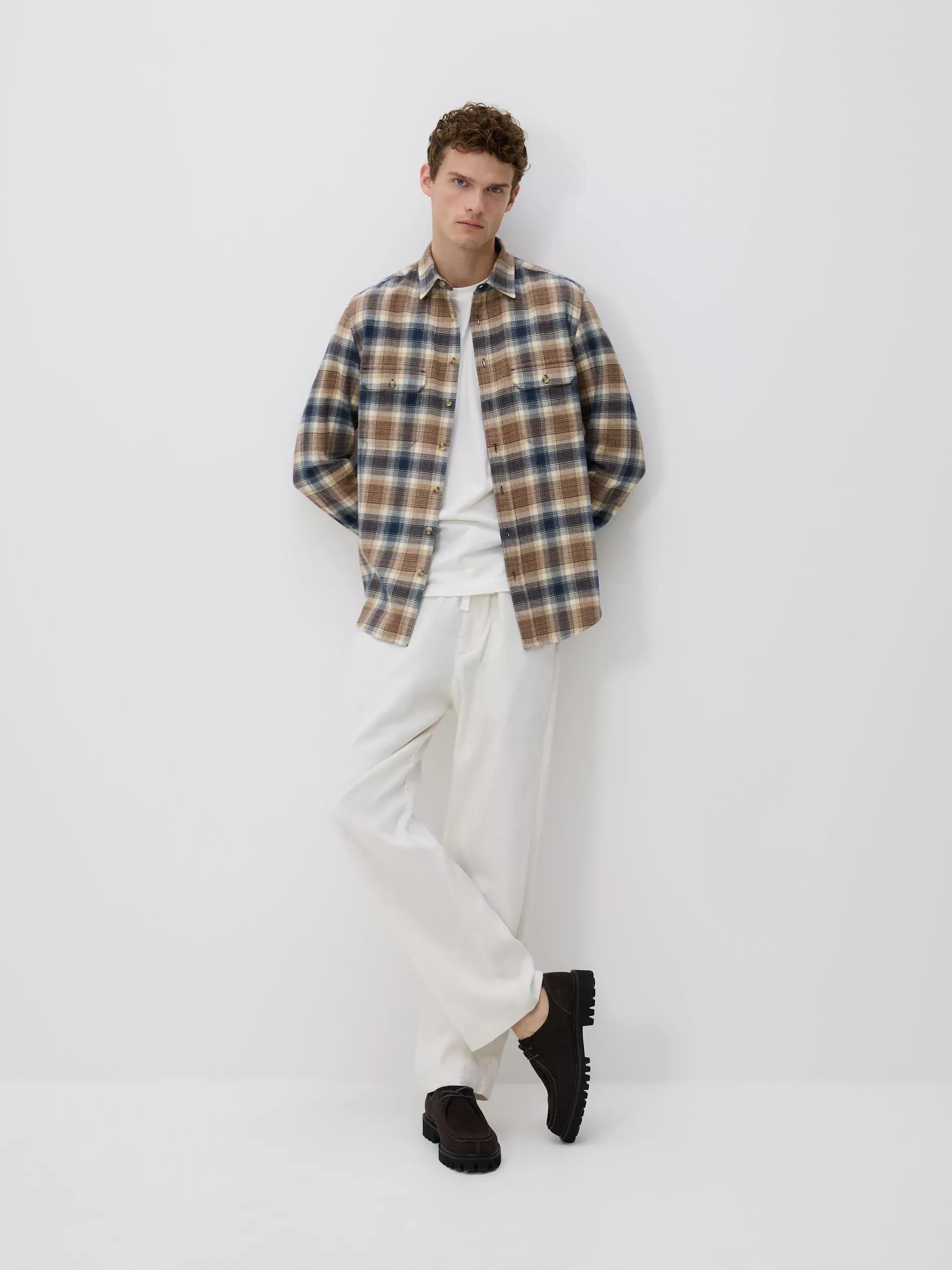 Cream Straight Linen Trousers, , large image number 2