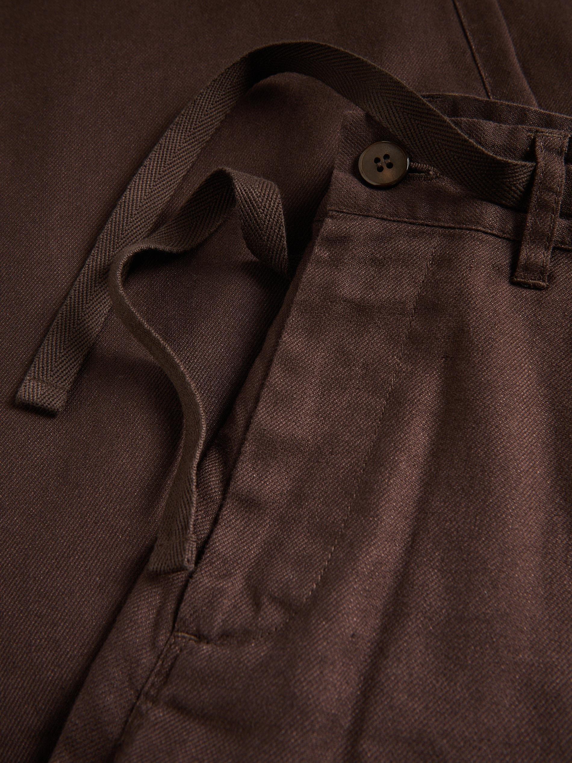 Brown Straight Linen Trousers, , large image number 5