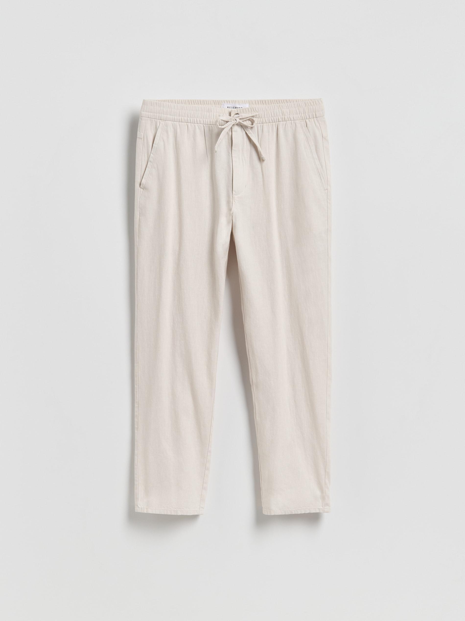 Grey Linen Blend Carrot Trousers, Light grey, large image number 3
