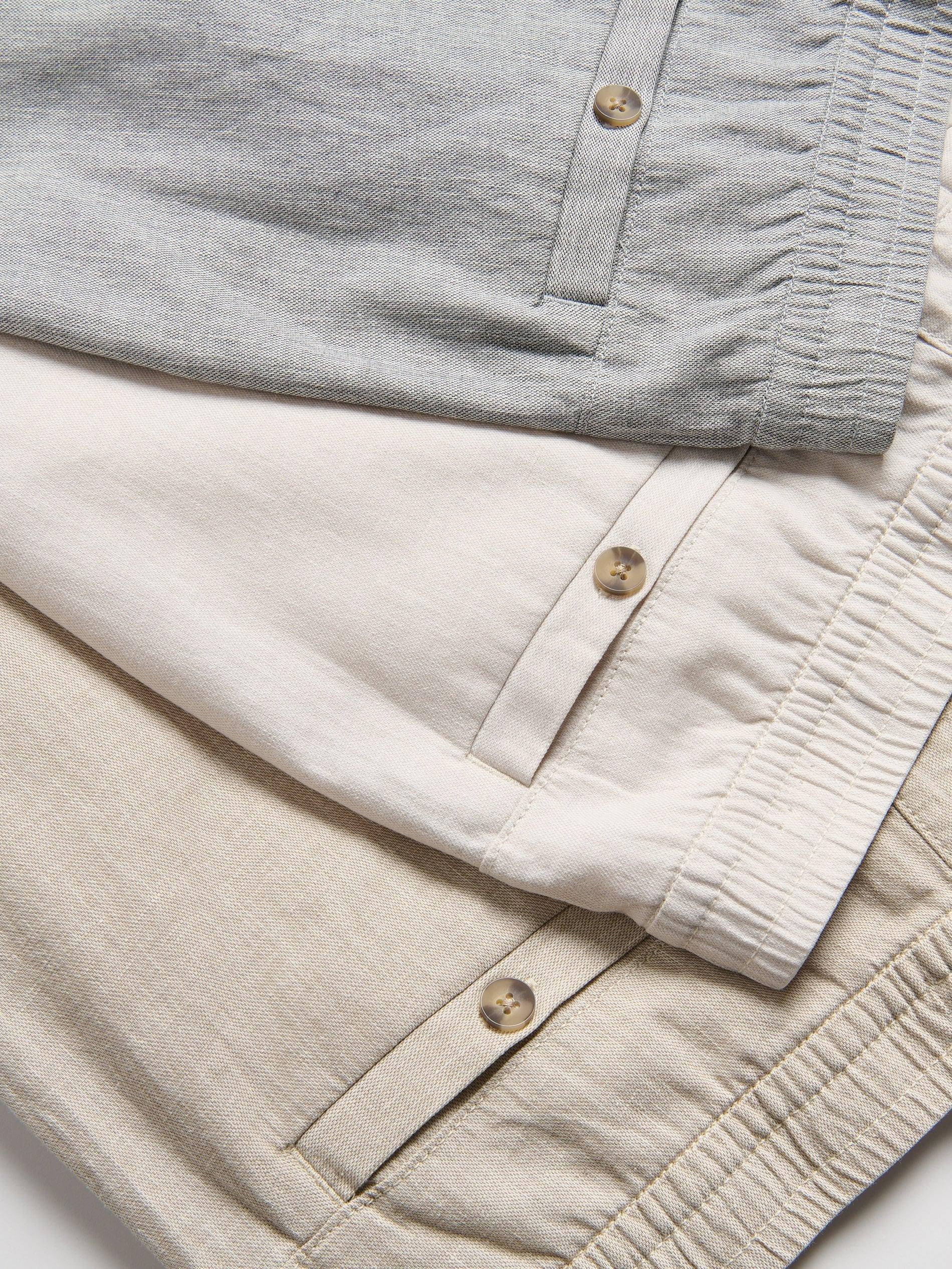 Beige Linen Blend Carrot Trousers, Beige, large image number 4