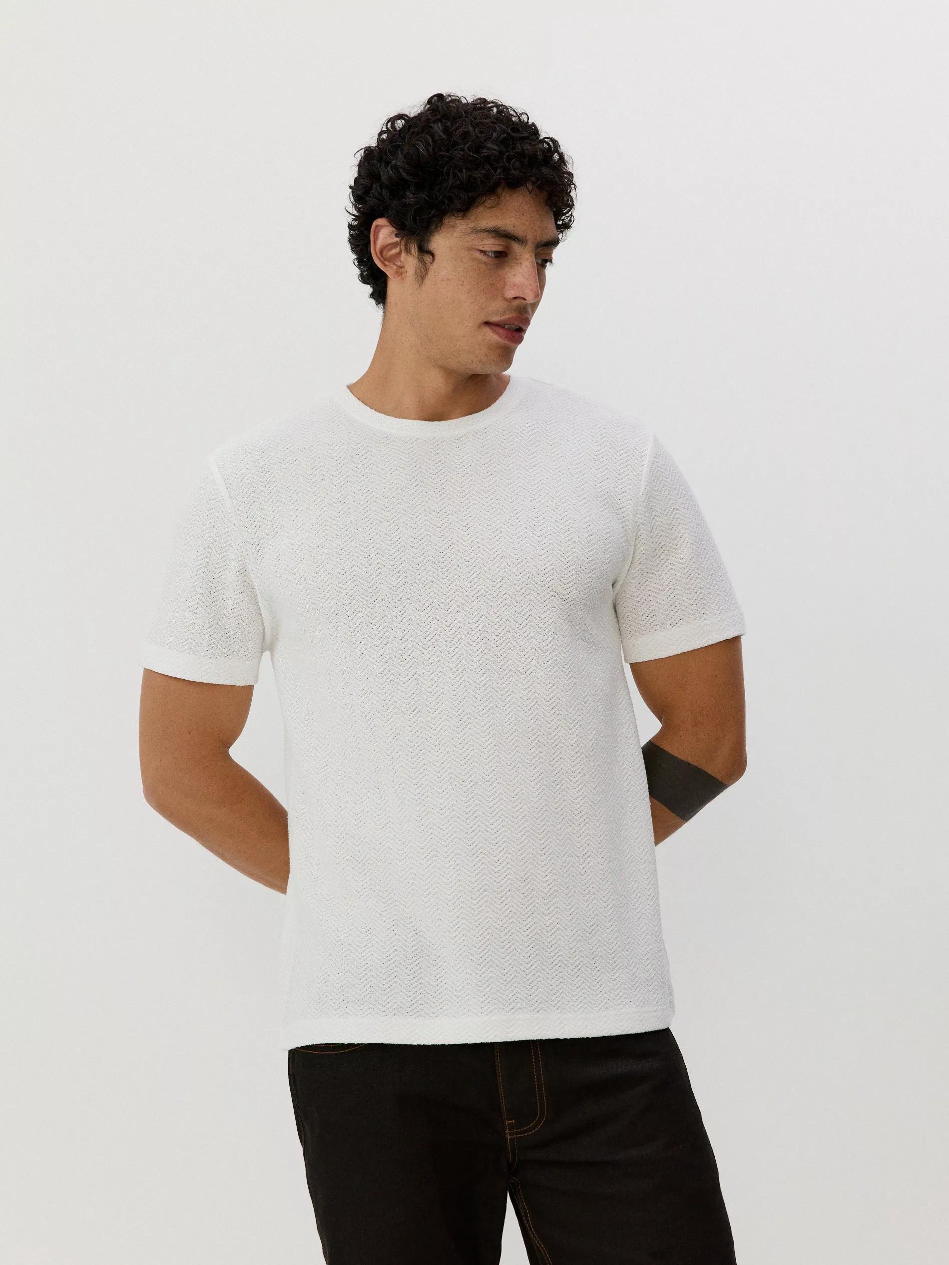 Beige Structural Jersey Regular T-Shirt, , large image number 1
