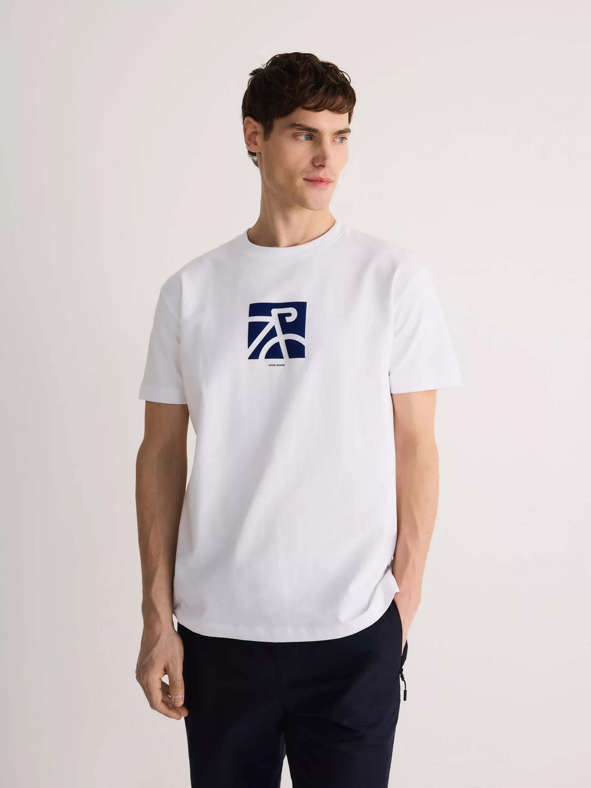 White Comfort Fit T-Shirt With Print, White, large image number 1