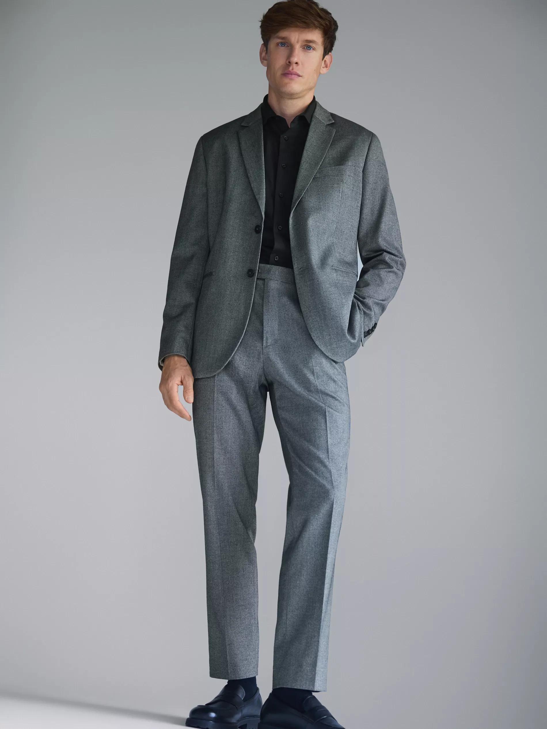 Black Slim Fit Blazer With Viscose Blend, Black, medium