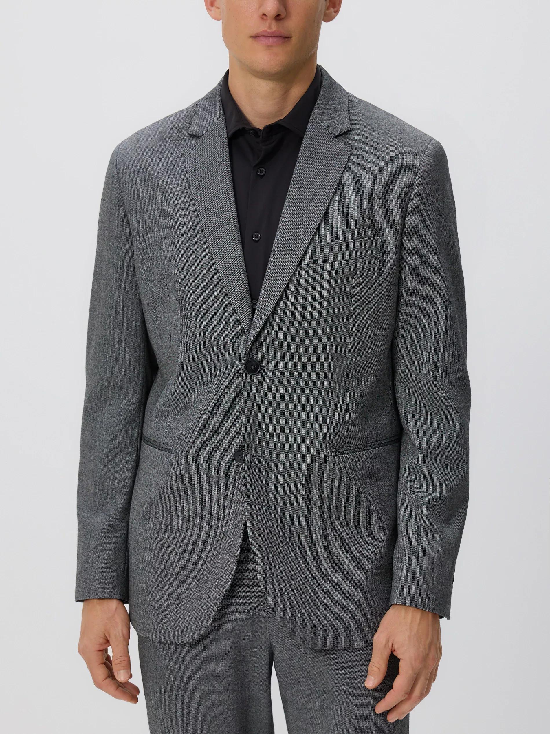 Black Slim Fit Blazer With Viscose Blend, Black, large image number 1