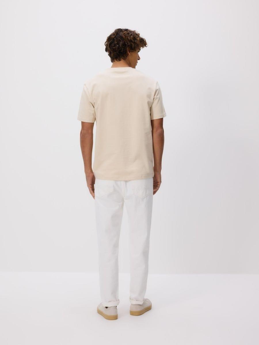 Beige Regular Fit T-Shirt With Print, Beige, medium