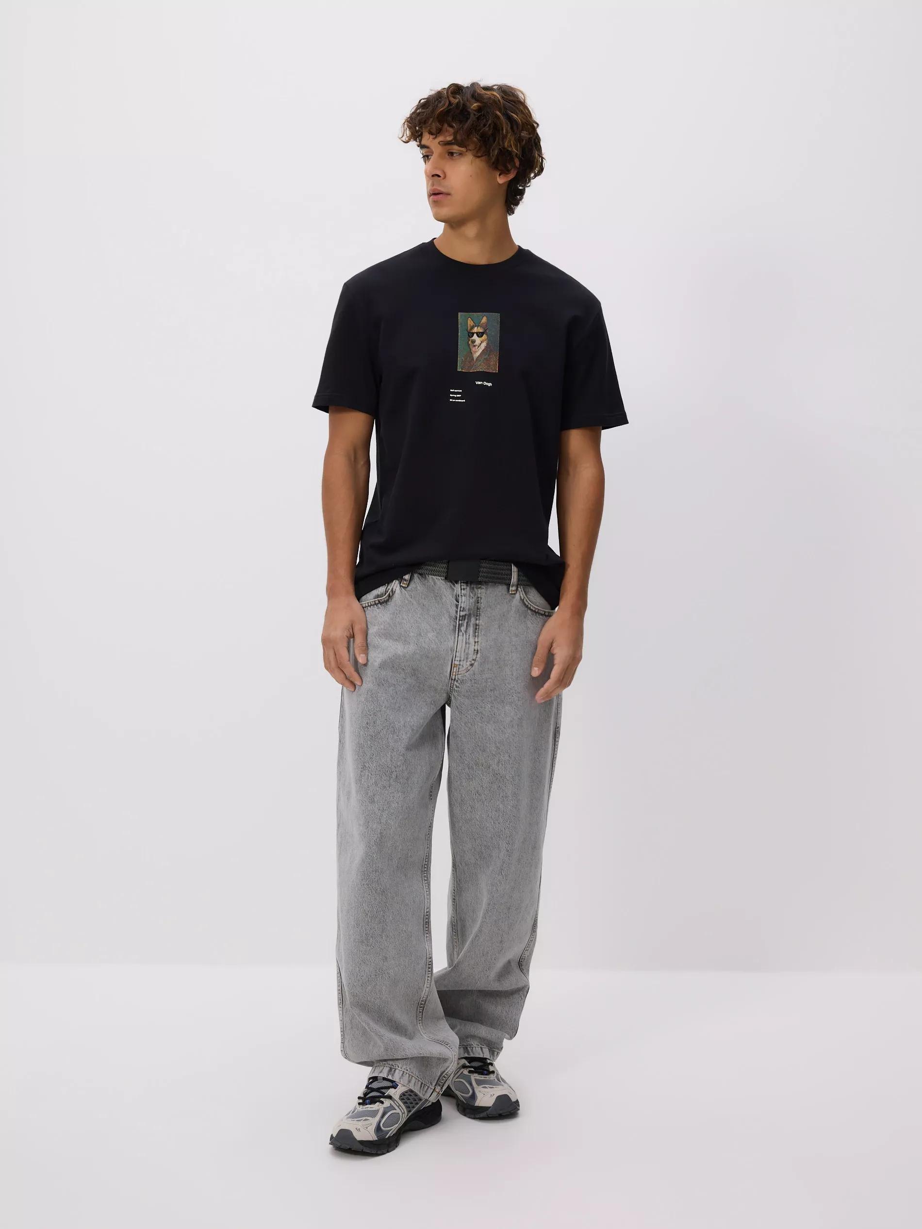Black Regular Fit T-Shirt With Print, Black, large image number 3