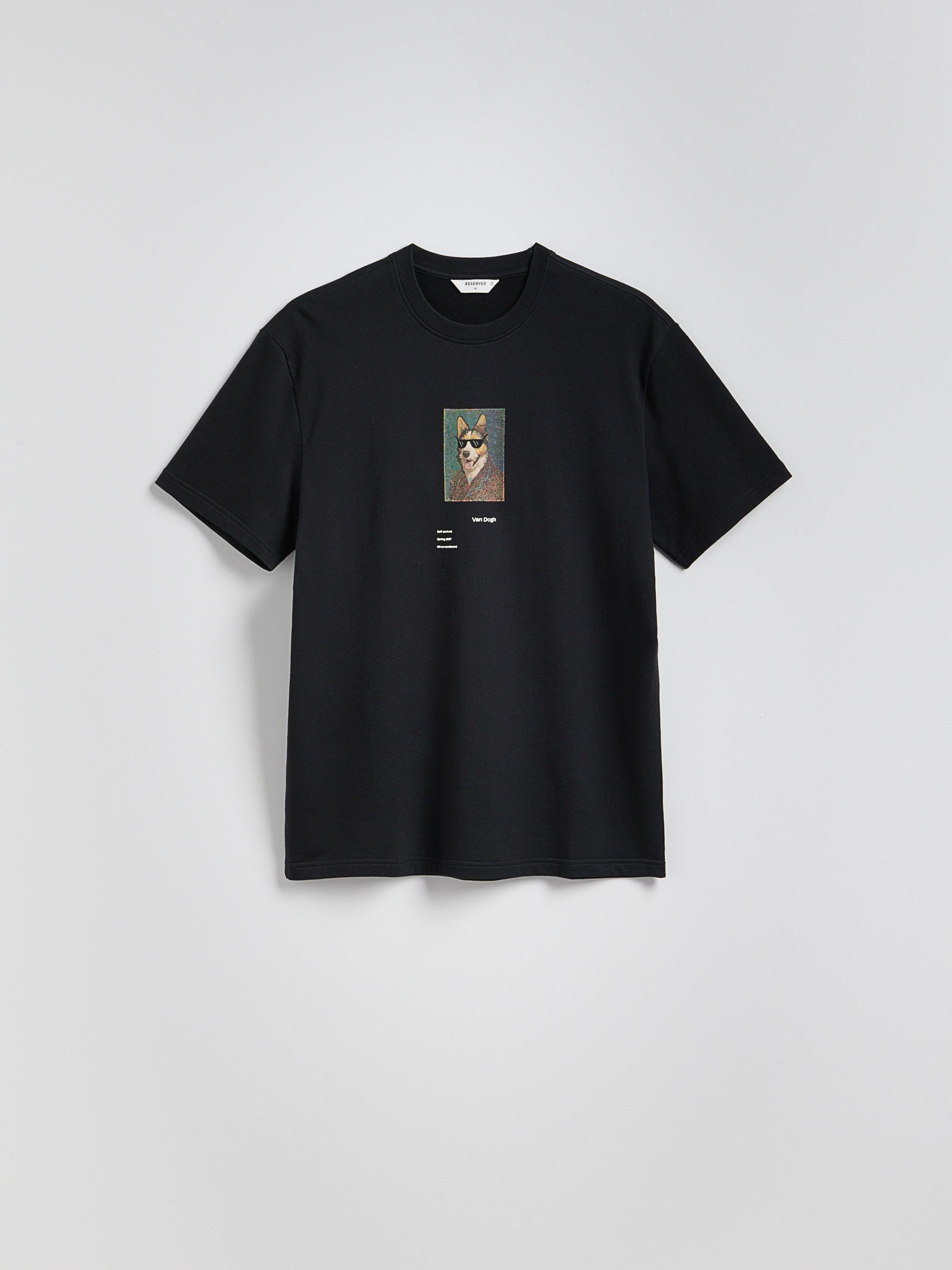 Black Regular Fit T-Shirt With Print, Black, large image number 4