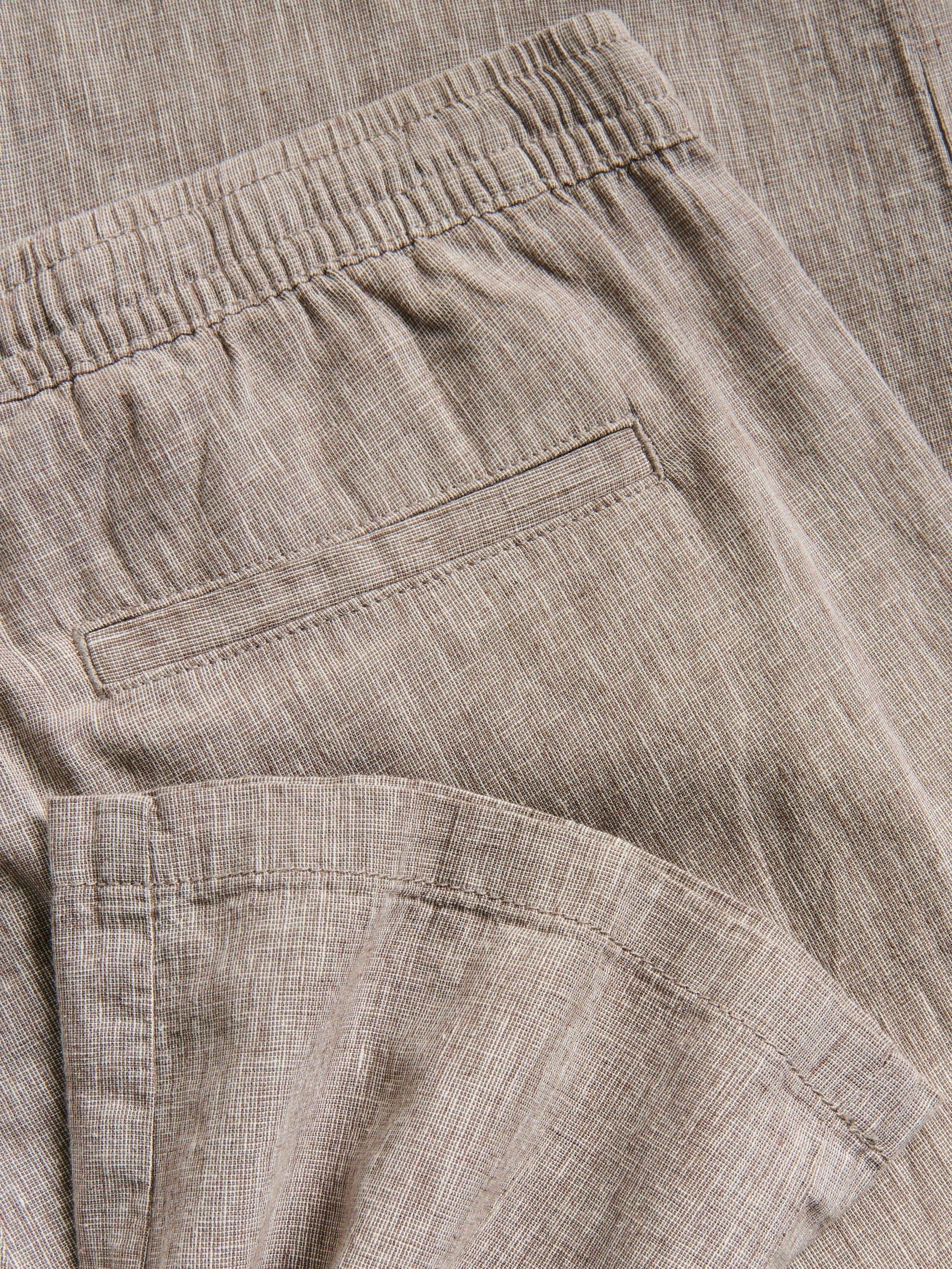 Beige Linen Blend Carrot Trousers, Beige, large image number 4