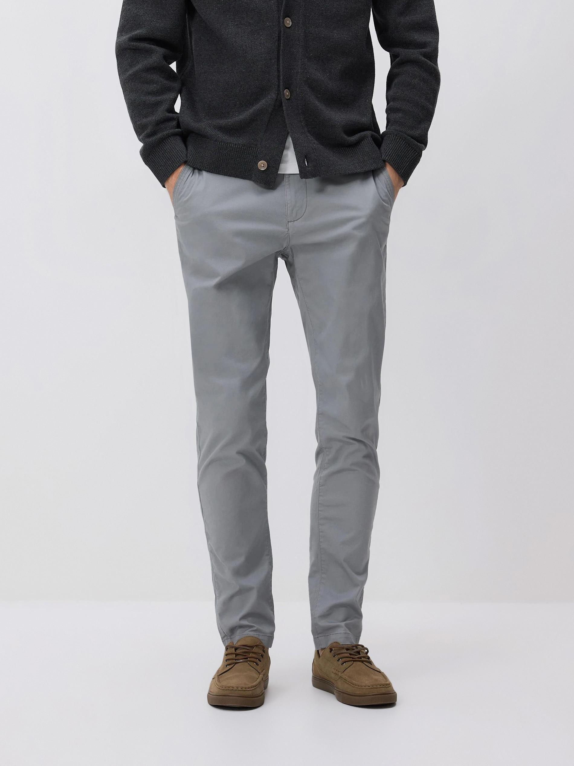 Grey Chino Slim Fit Trousers, Light grey, large image number 0