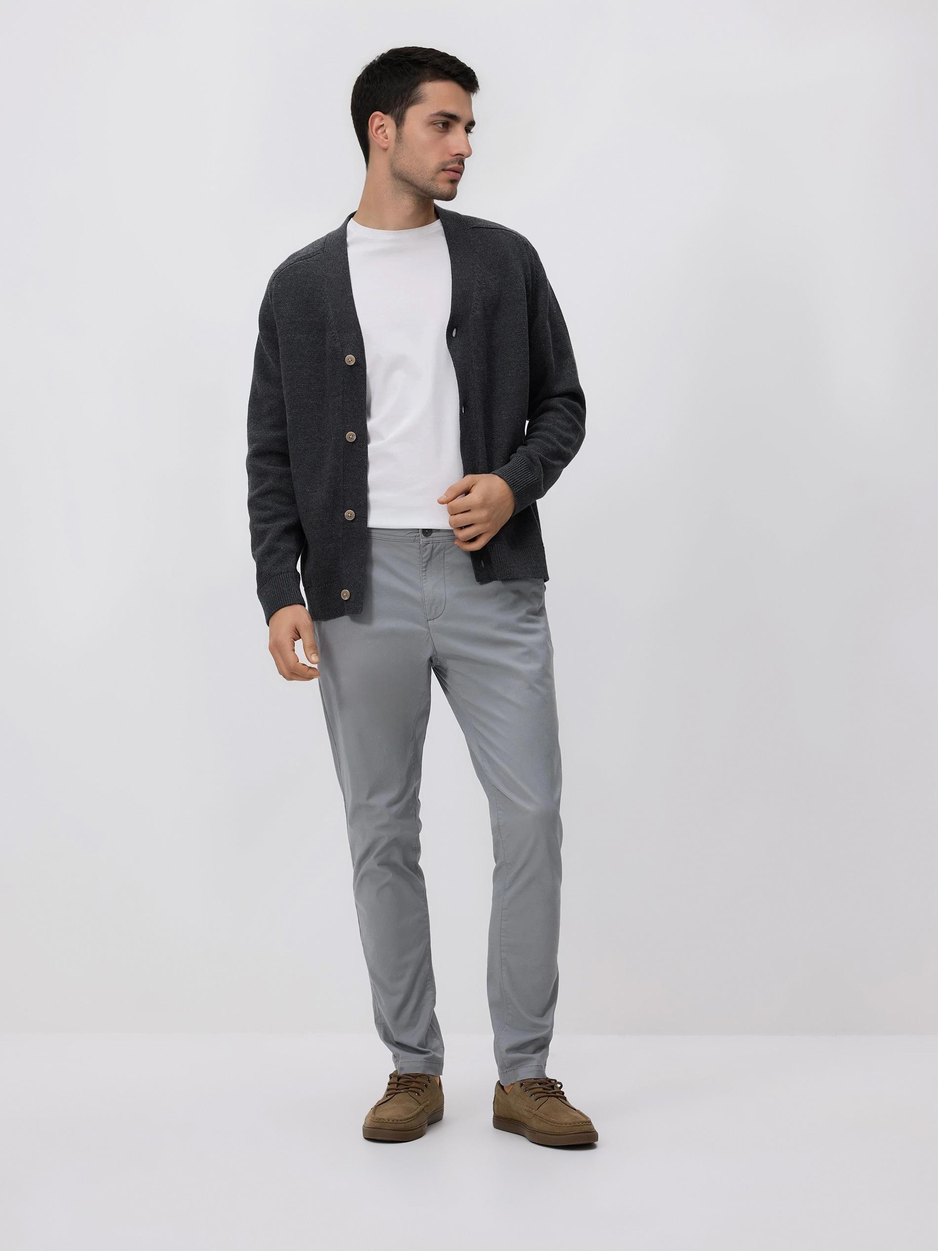 Grey Chino Slim Fit Trousers, Light grey, medium