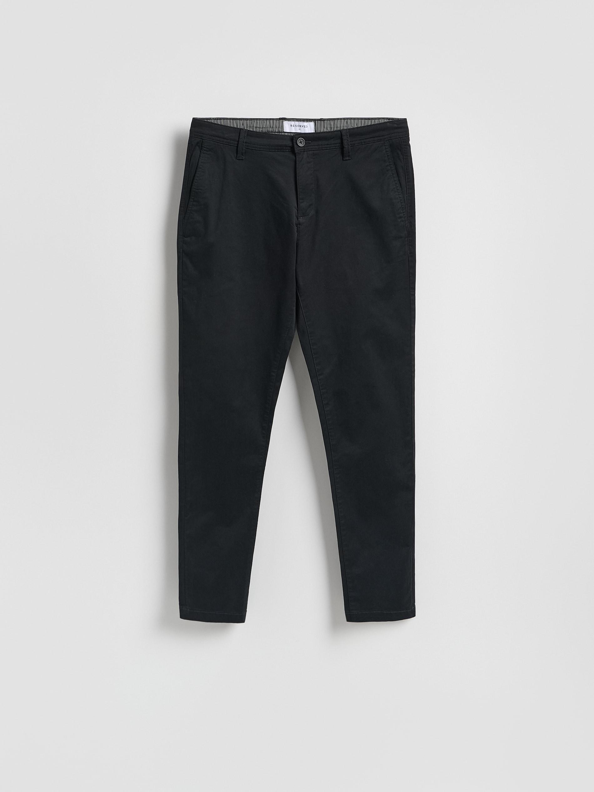 Black Chino Slim Fit Trousers, Black, medium