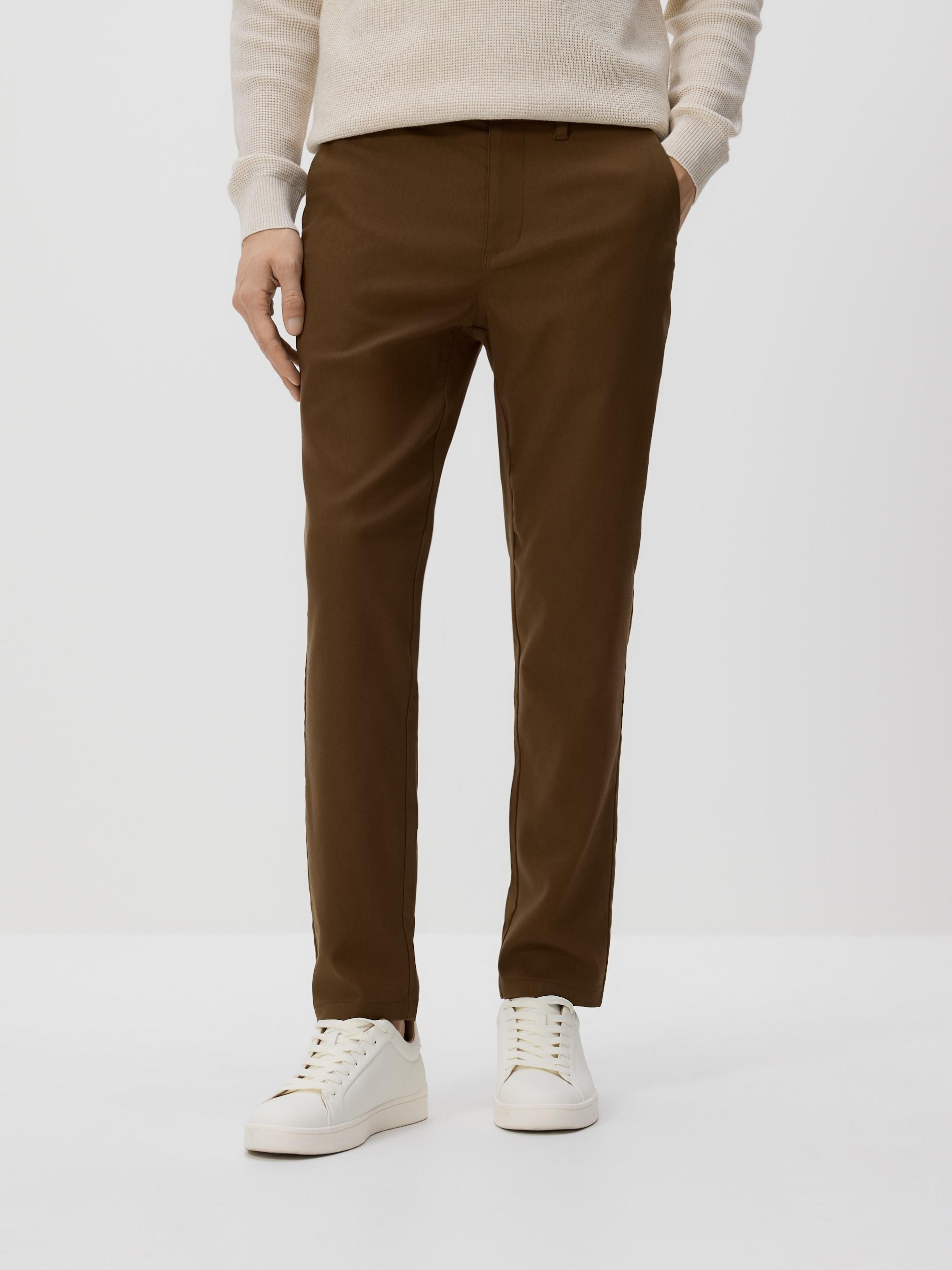 Gold Brown Chino Carrot Trousers, Brown, medium