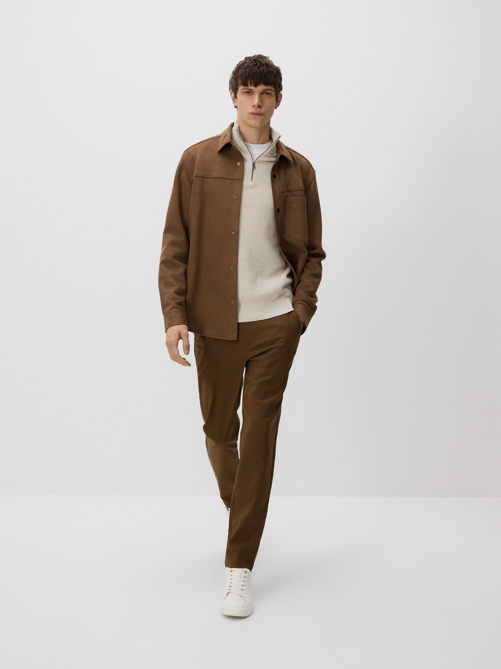 Gold Brown Chino Carrot Trousers, Brown, medium