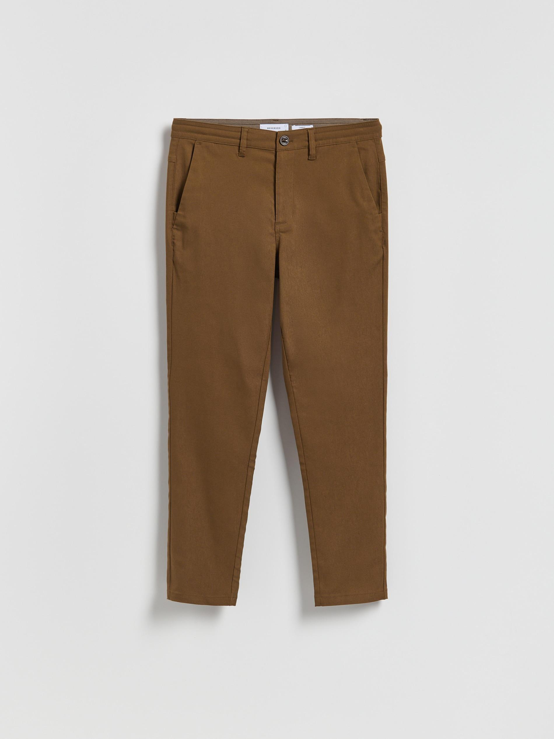 Brown Chino Carrot Trousers, Brown, large image number 4